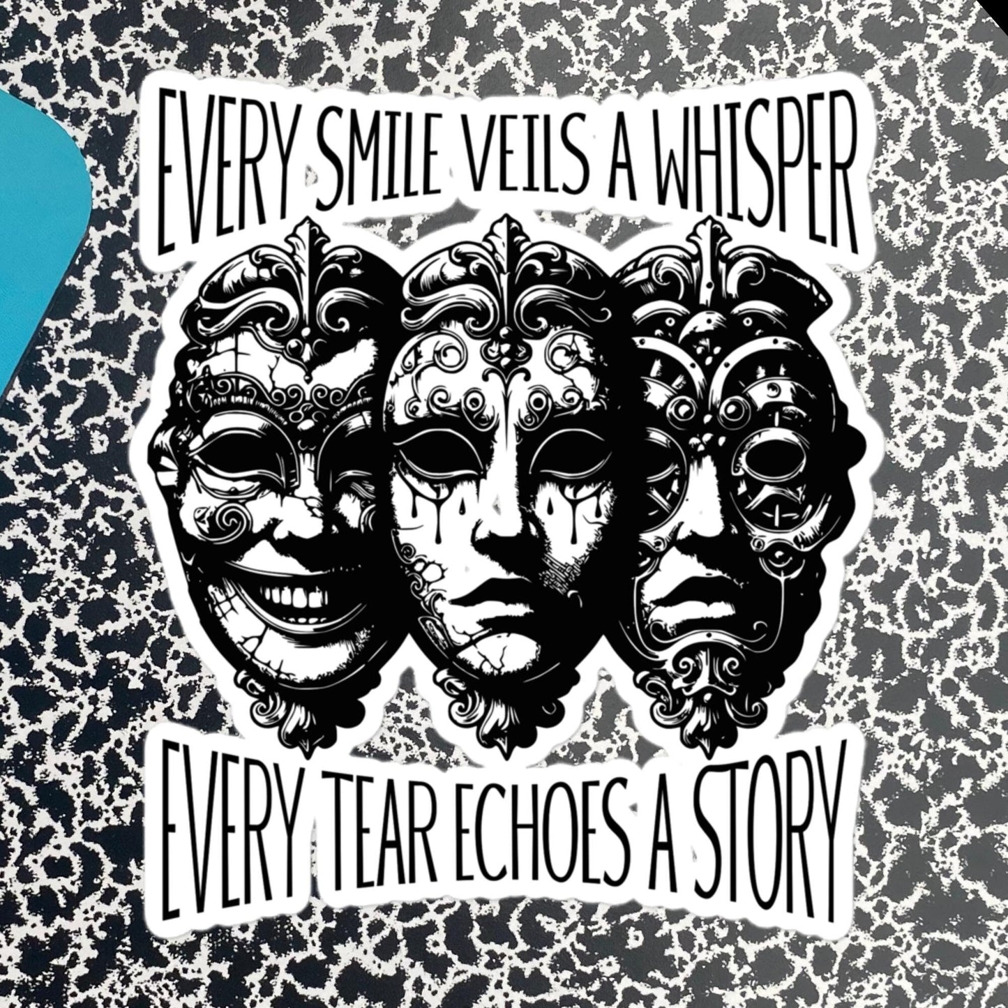 Semicolon Ventcore Gothic Darkcore Sticker, Every Smile Veils a Whisper, Every Tear Echoes a Story Vinyl Sticker
