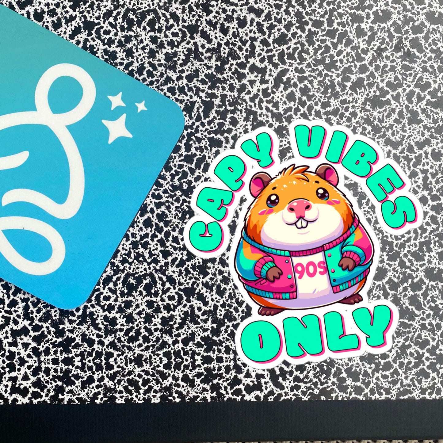 Capy Vibes Only Capybara Sticker, Colorful Pastel Goth Retro Vinyl Sticker