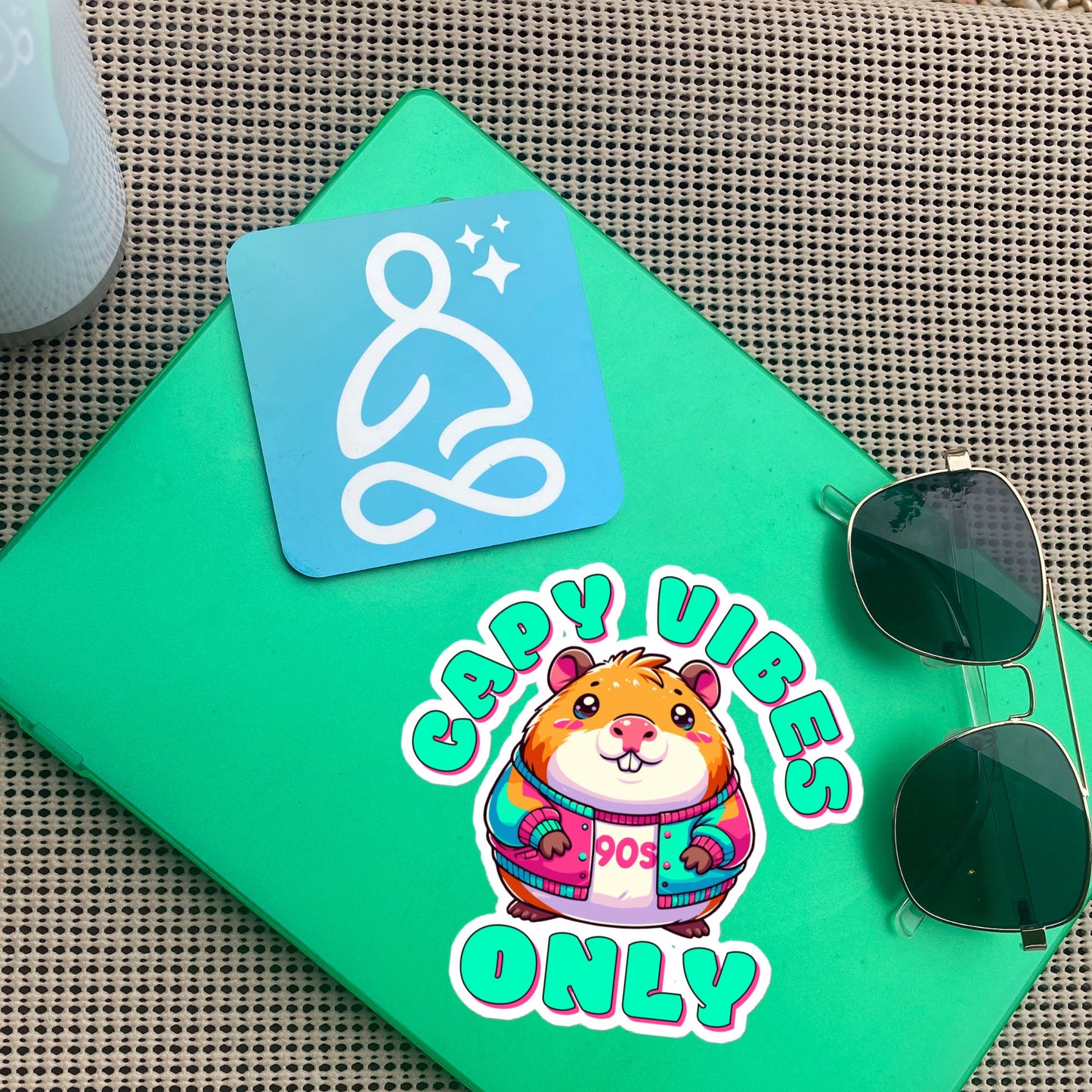 Capy Vibes Only Capybara Sticker, Colorful Pastel Goth Retro Vinyl Sticker