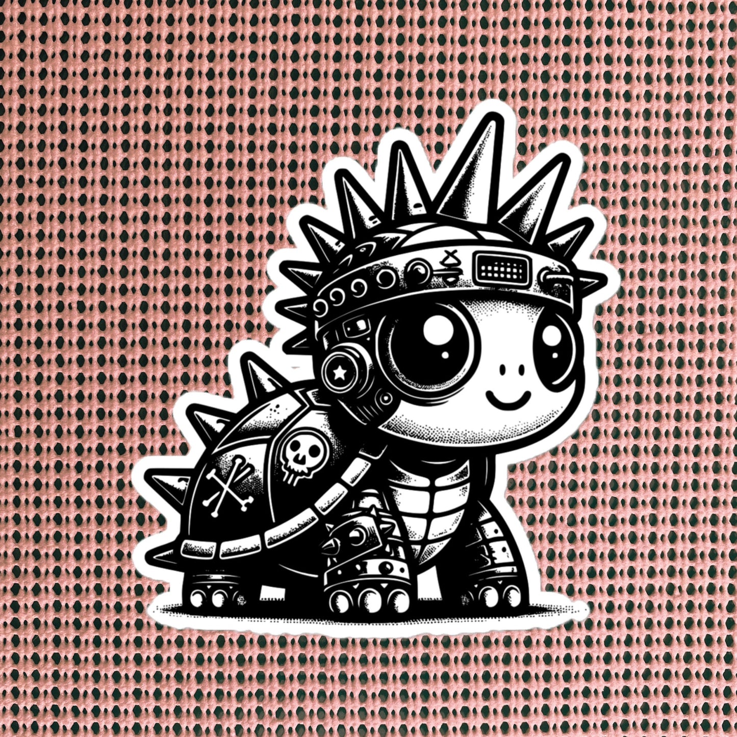 Punkrock SteamPunk Cyborg Turtle Vinyl Sticker, Weirdcore Weird Stuff Fun Durable Sticker