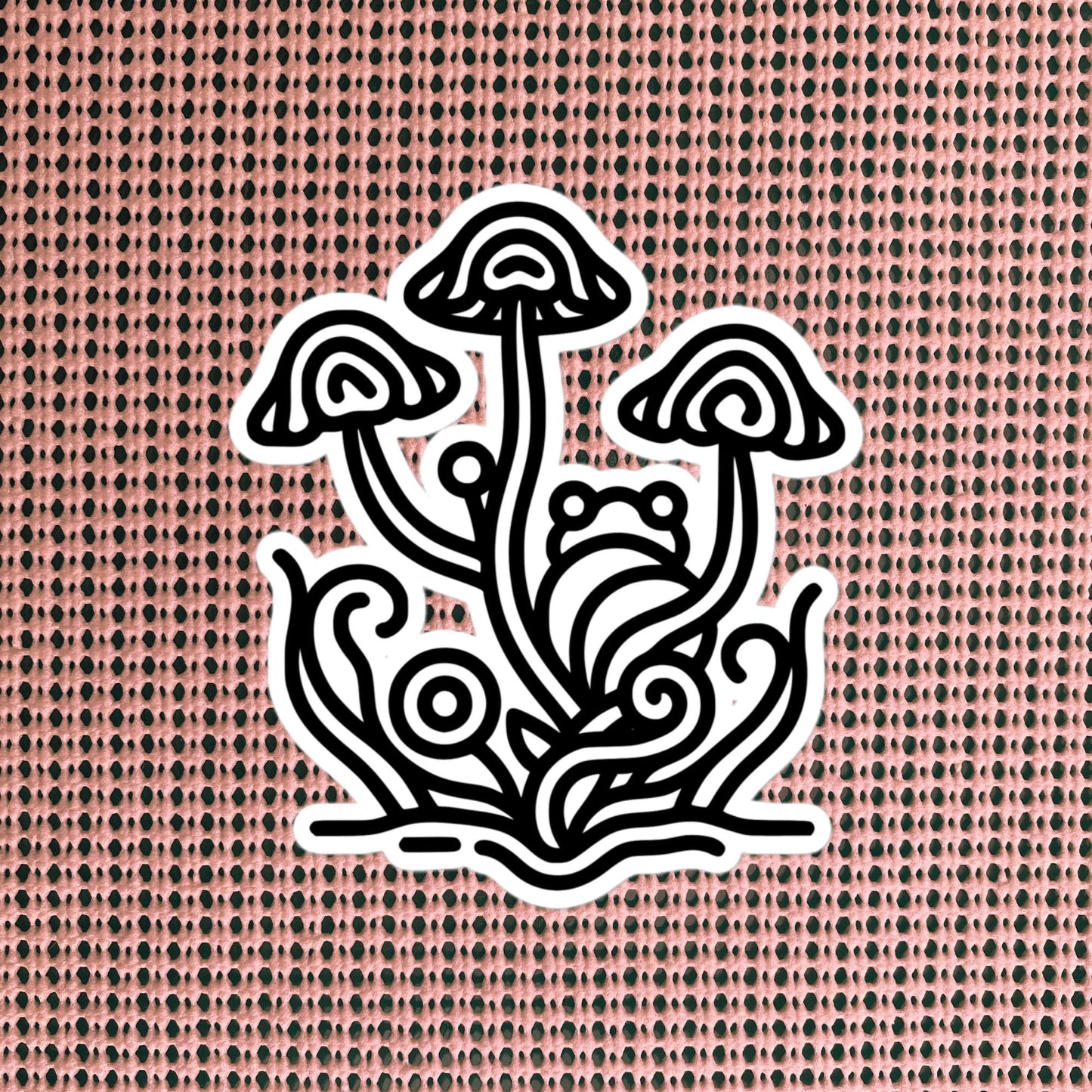 Whimsical Tribal Frog Mushrooms Vinyl Sticker, for Car, Bumper, Scrapbooking, Skateboards, or Crafts