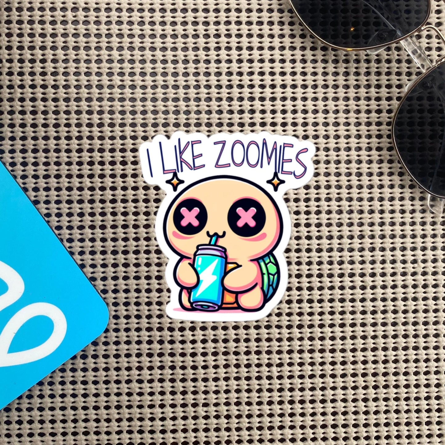 Weirdcore Cute Pastel Goth Turtle I like Zoomies Trippy Grunge Waterproof Vinyl Sticker