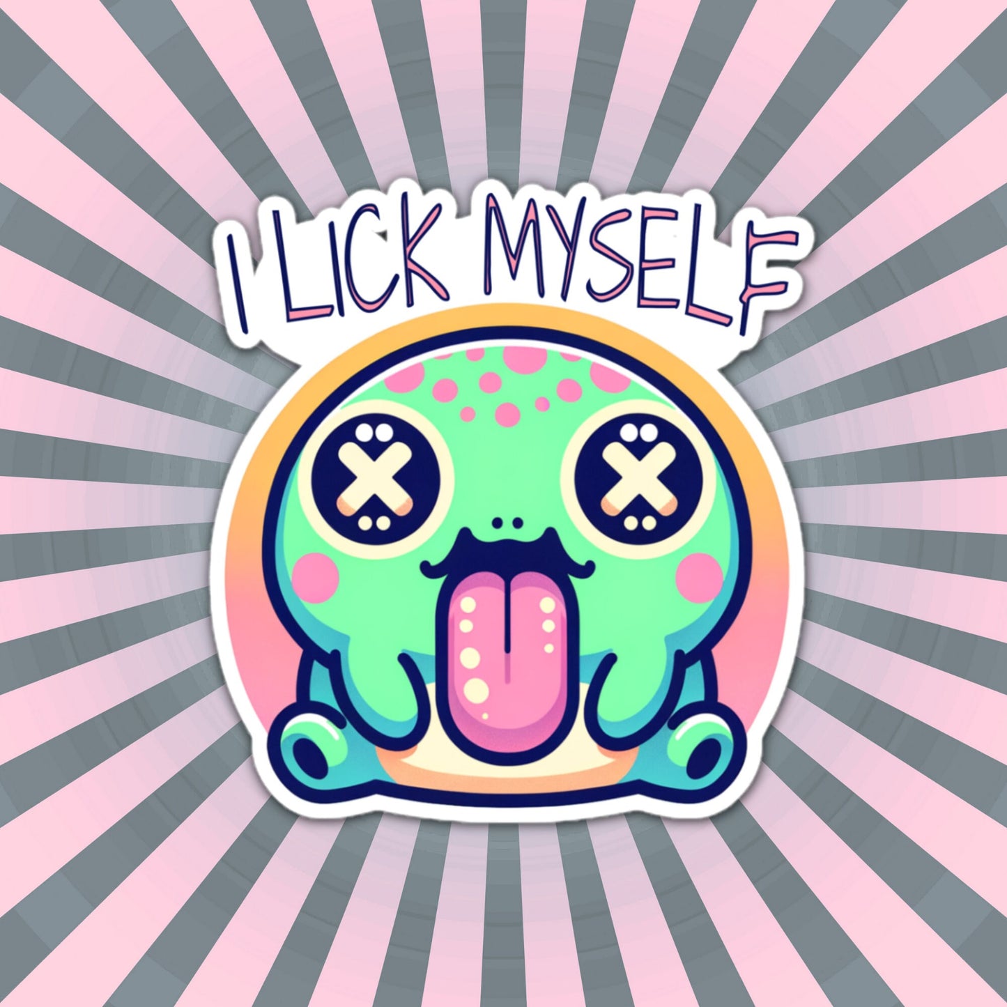 Weirdcore Trippy Pastel Goth River Toad I Lick Myself Waterproof Vinyl Sticker