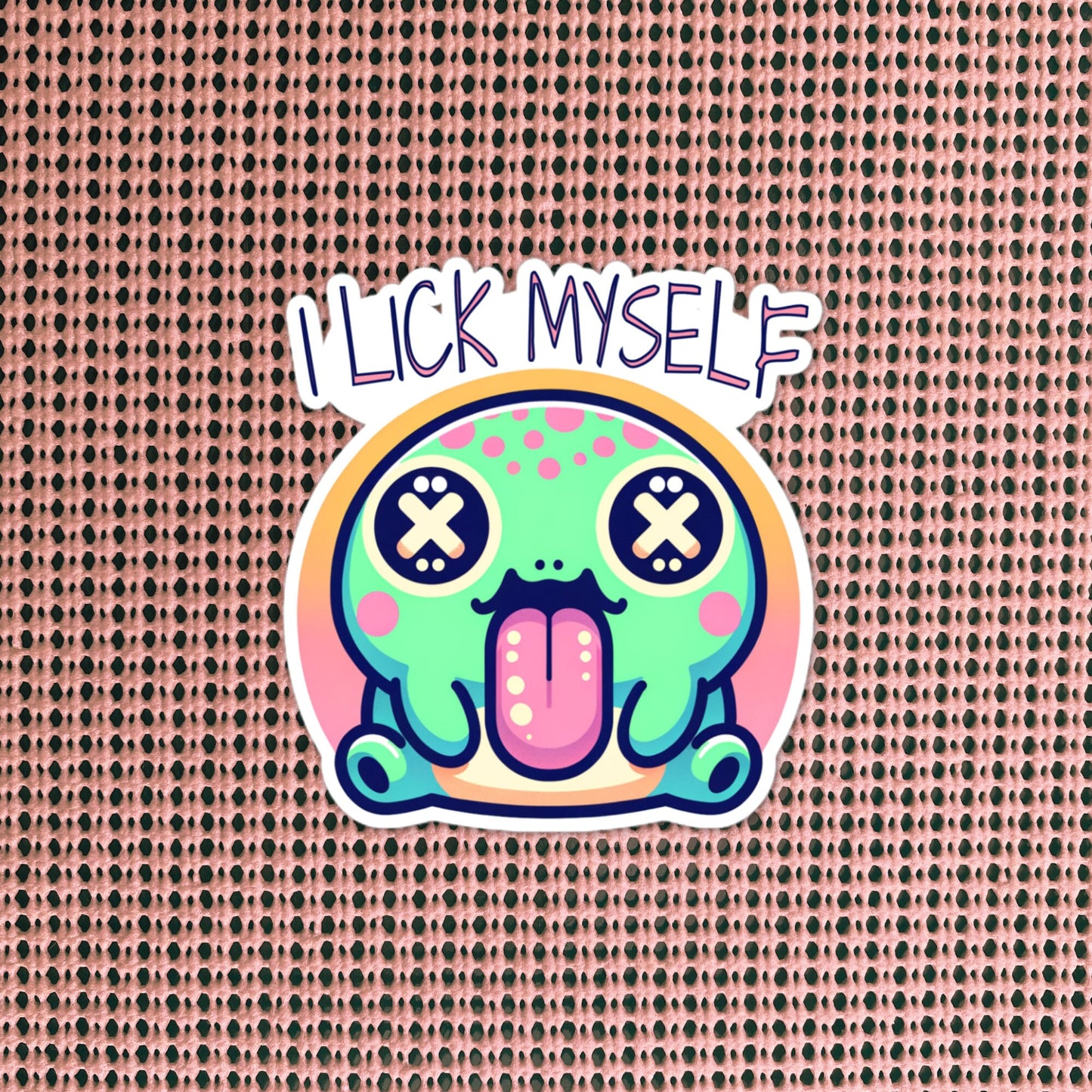 Weirdcore Trippy Pastel Goth River Toad I Lick Myself Waterproof Vinyl Sticker
