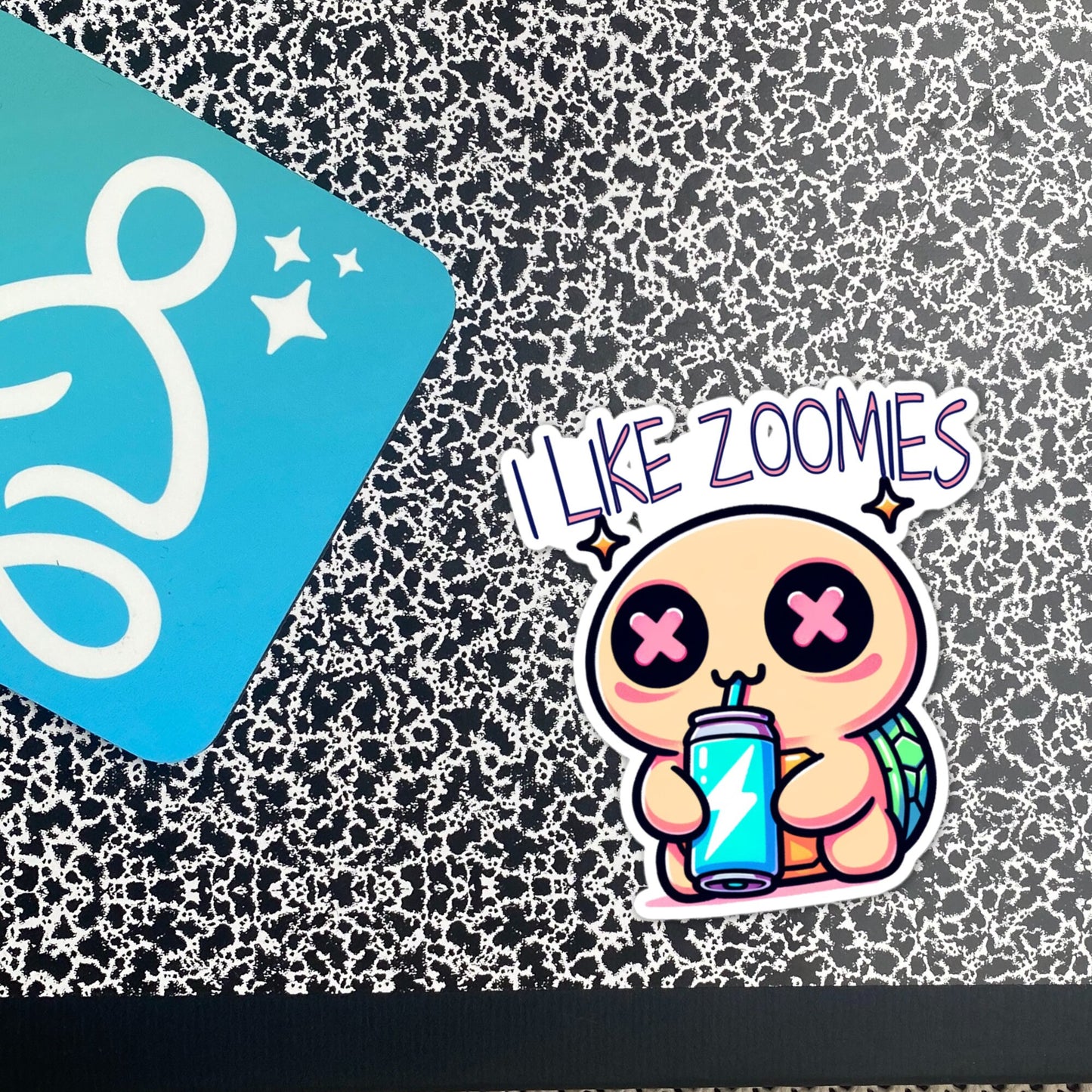 Weirdcore Cute Pastel Goth Turtle I like Zoomies Trippy Grunge Waterproof Vinyl Sticker
