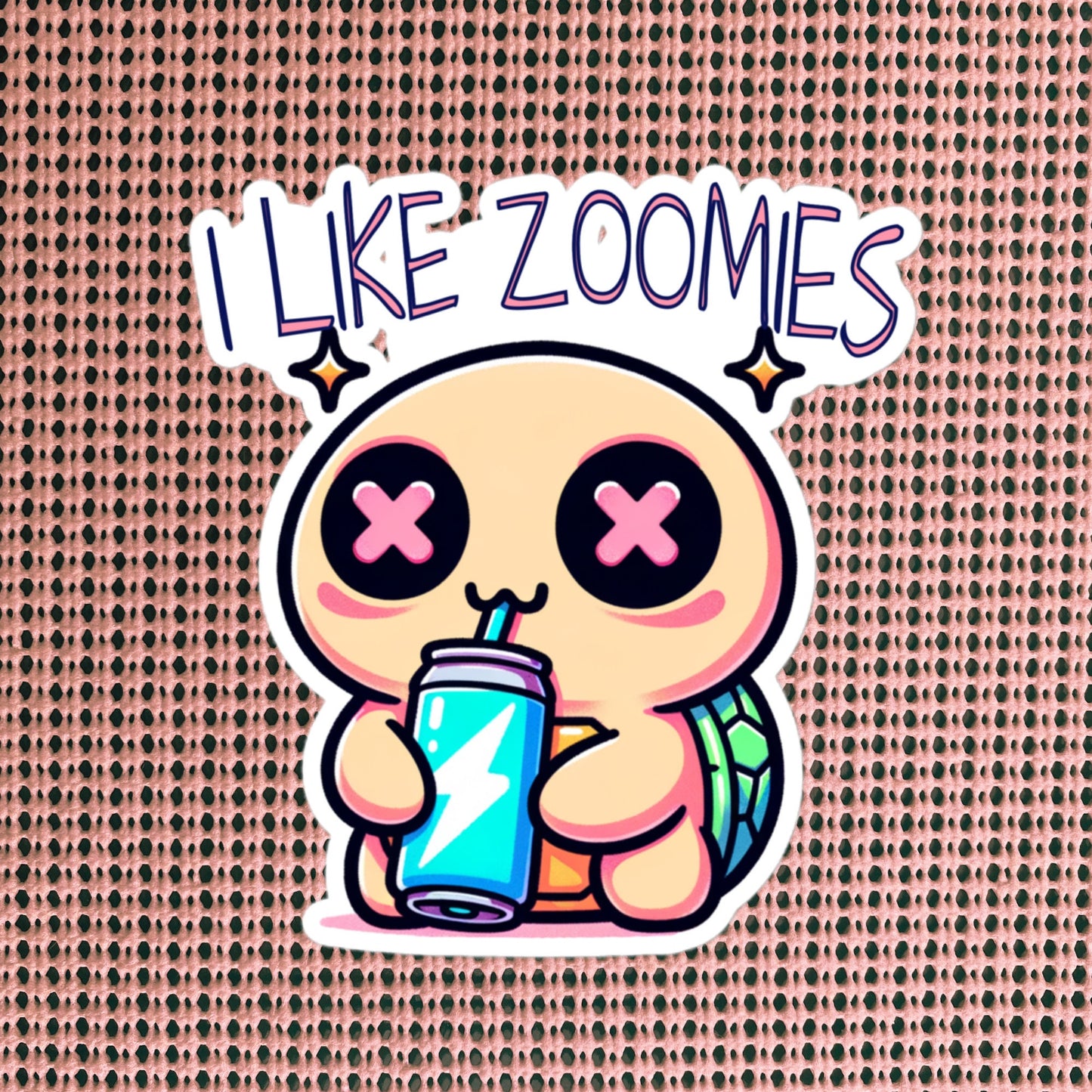 Weirdcore Cute Pastel Goth Turtle I like Zoomies Trippy Grunge Waterproof Vinyl Sticker