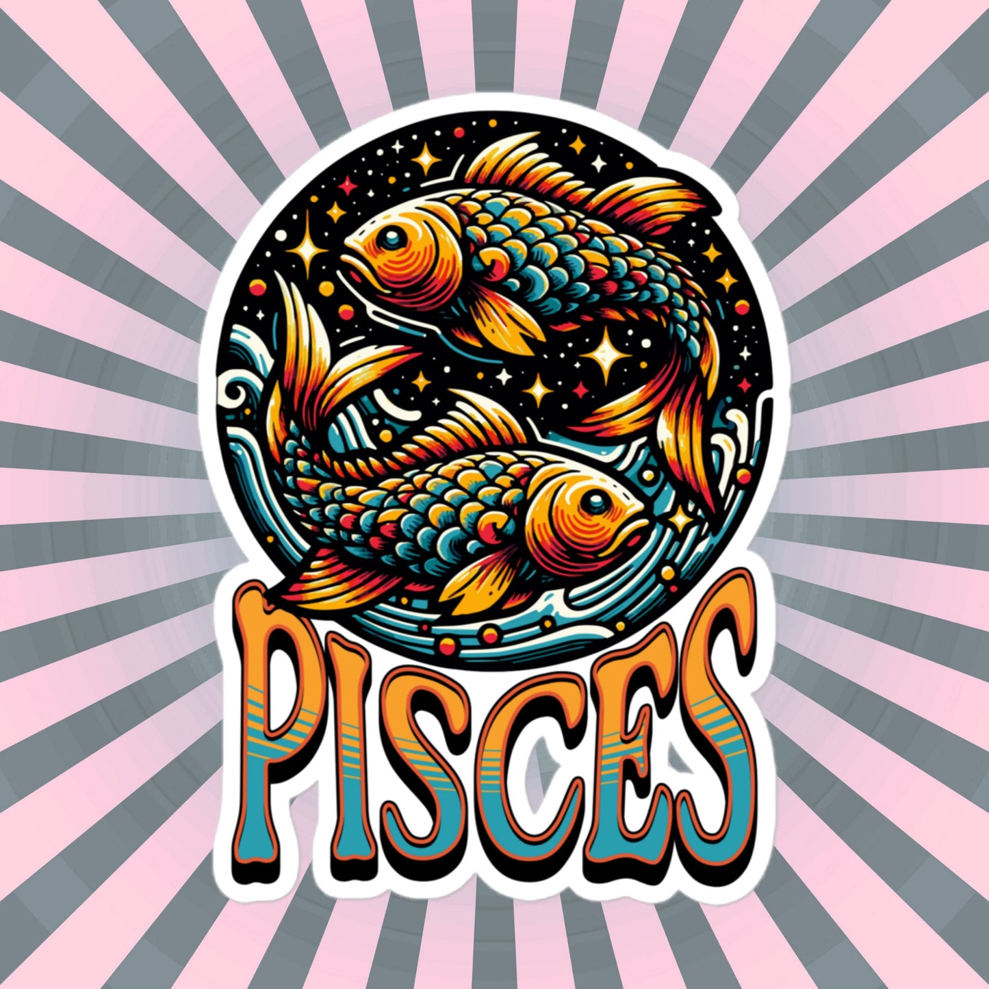 Pisces Flash Sticker, Zodiac Sign Sticker, Horoscope Custom Pisces Sticker, Multiple Sizes, Unique Gift