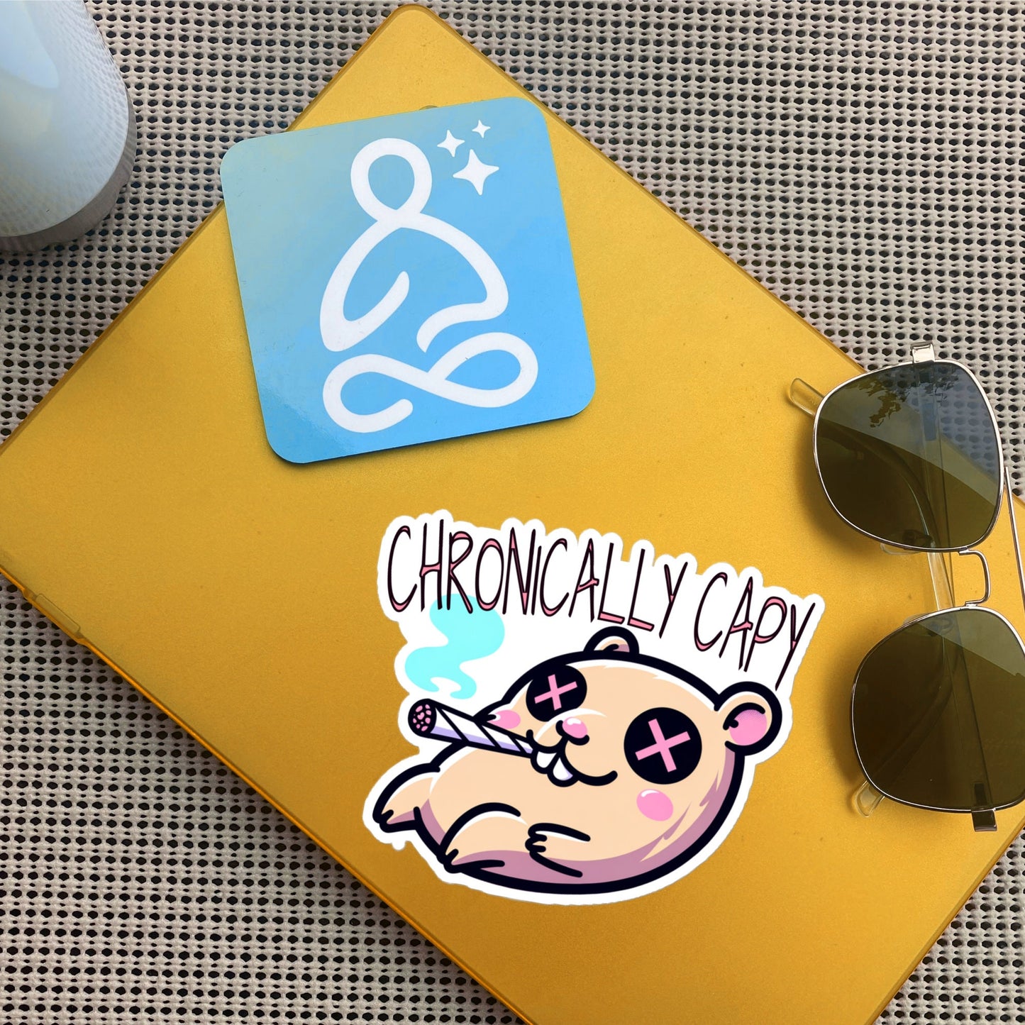 Weirdcore Pastel Goth Grunge Cute Capybara Vinyl Sticker, Weird Stuff Funny Strange Oddcore Waterproof Sticker