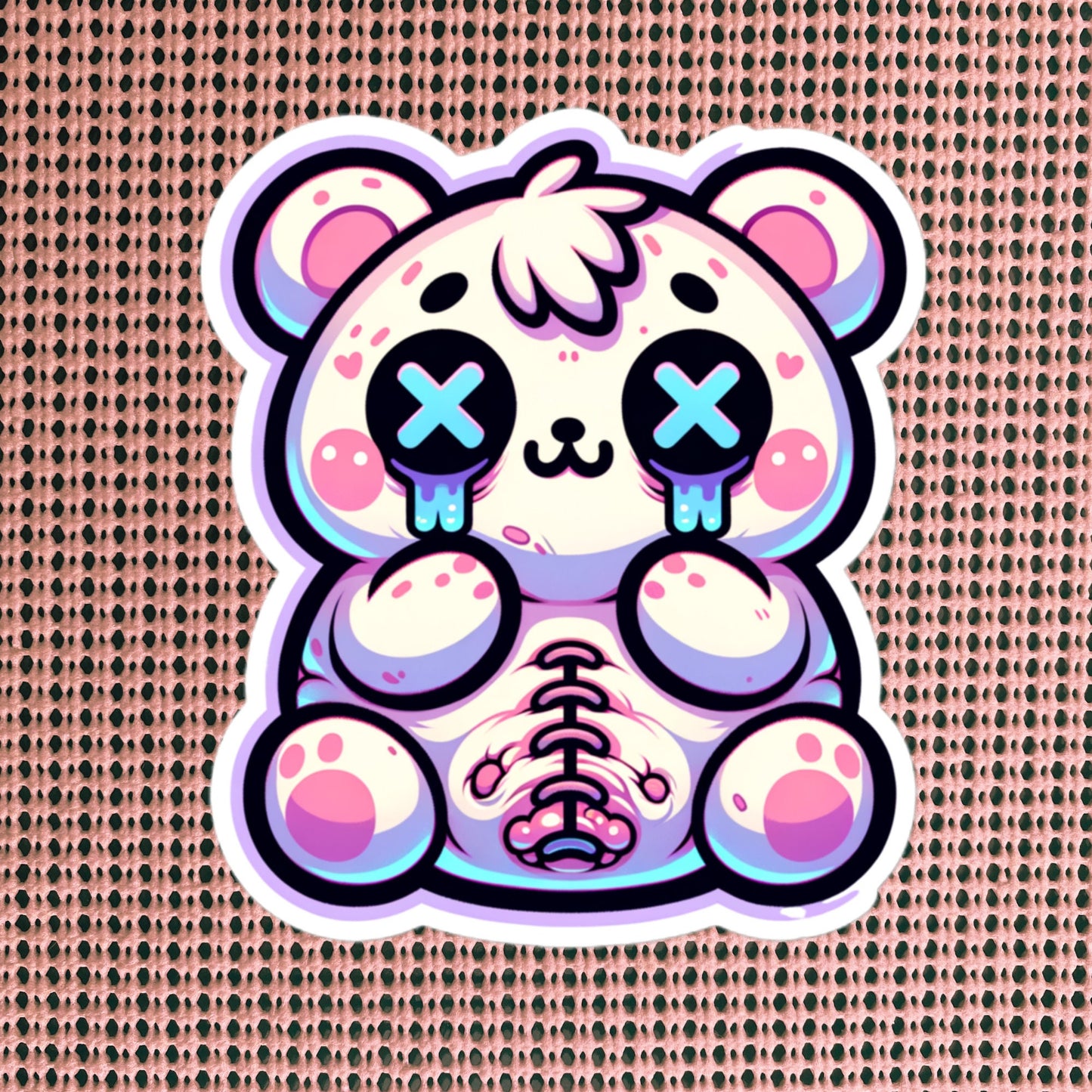 Creepy Cute Gore Weirdcore Bear Vinyl Sticker Grunge Pastel Goth Stitch Teddy Weird Sticker Gifts