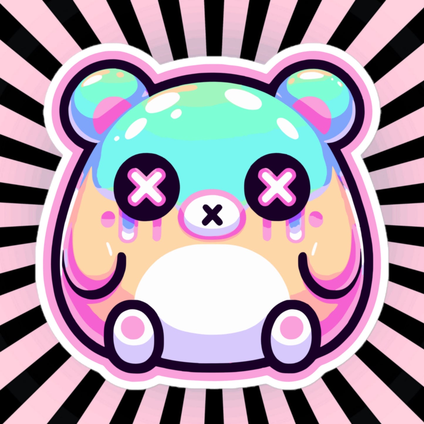 Trippy Cute Gore Clowncore Bear Vinyl Sticker Grunge Pastel Goth Weirdcore Teddy Sticker Gifts