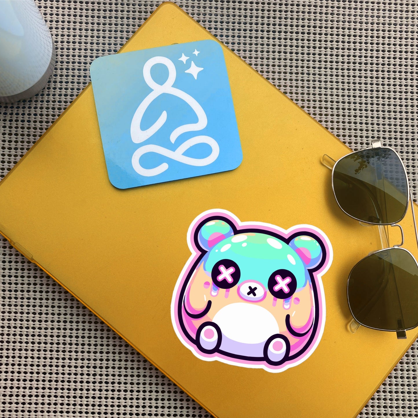 Trippy Cute Gore Clowncore Bear Vinyl Sticker Grunge Pastel Goth Weirdcore Teddy Sticker Gifts