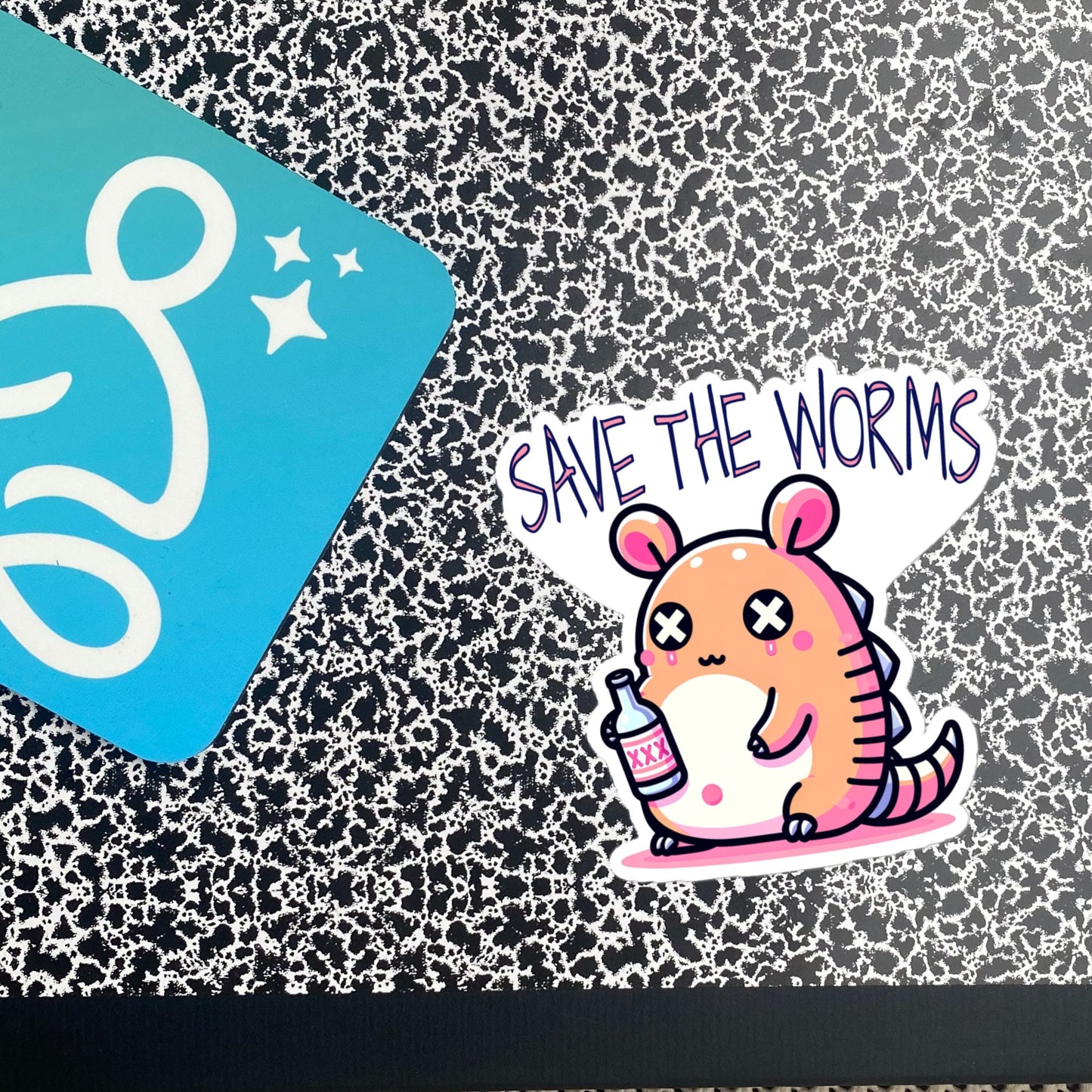 Weirdcore Pastel Goth Grunge Cute Armadillo Vinyl Sticker Save The Worms Oddcore Waterproof Sticker, Weird Stuff Unique Gift