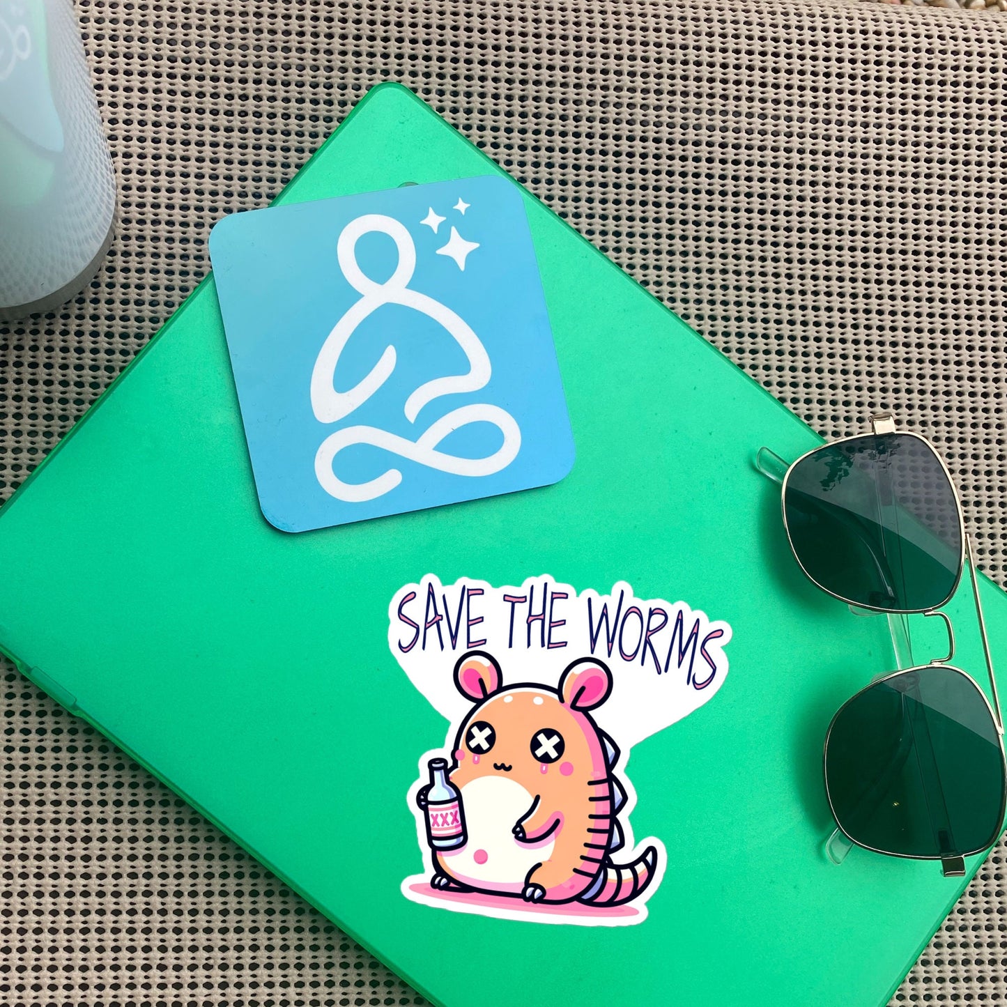 Weirdcore Pastel Goth Grunge Cute Armadillo Vinyl Sticker Save The Worms Oddcore Waterproof Sticker, Weird Stuff Unique Gift