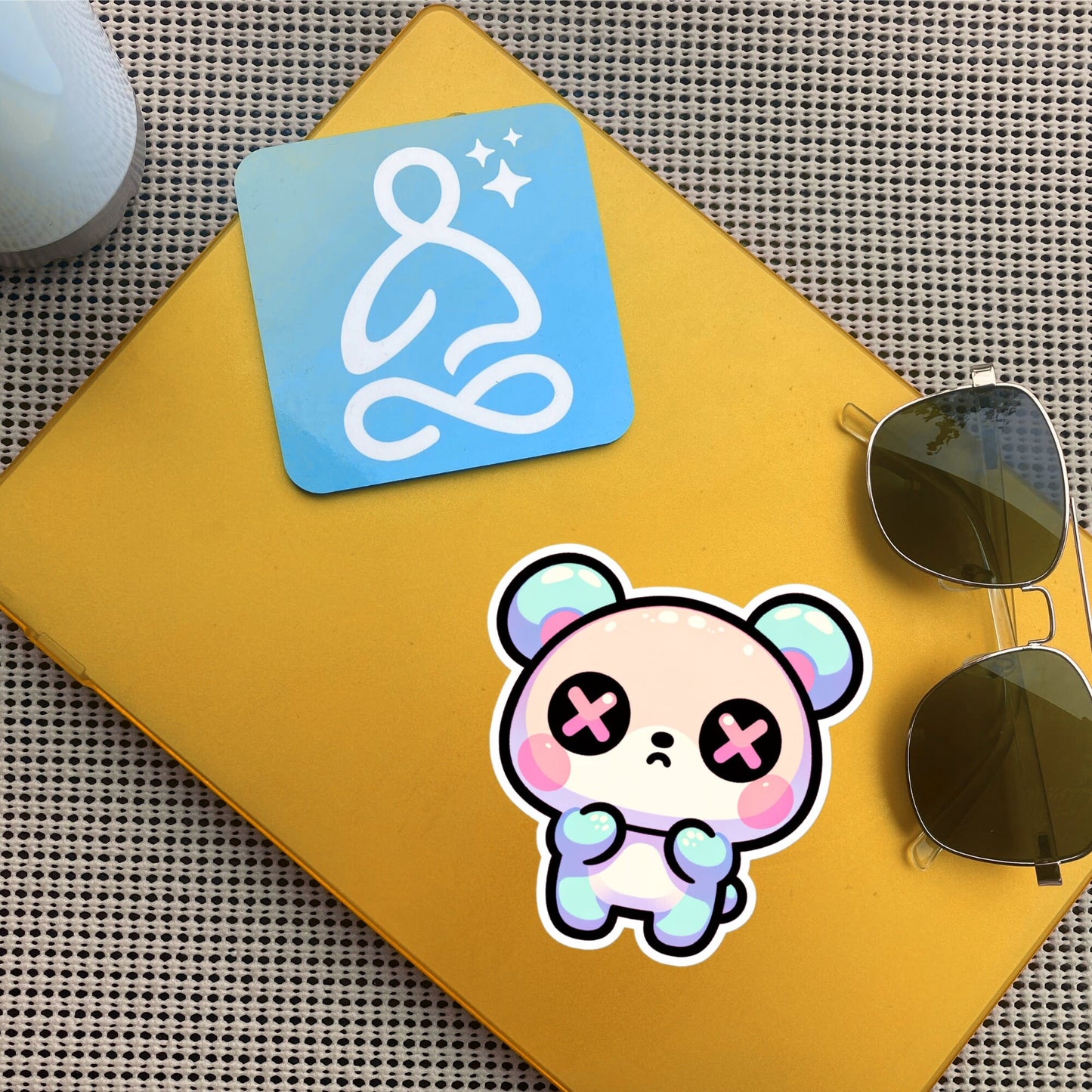 Weirdcore Pastel Goth Grunge Cute Panic Bear Vinyl Sticker Oddcore Teddy Waterproof Sticker, Weird Stuff Unique Gift