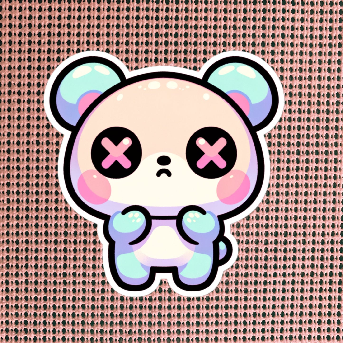 Weirdcore Pastel Goth Grunge Cute Panic Bear Vinyl Sticker Oddcore Teddy Waterproof Sticker, Weird Stuff Unique Gift