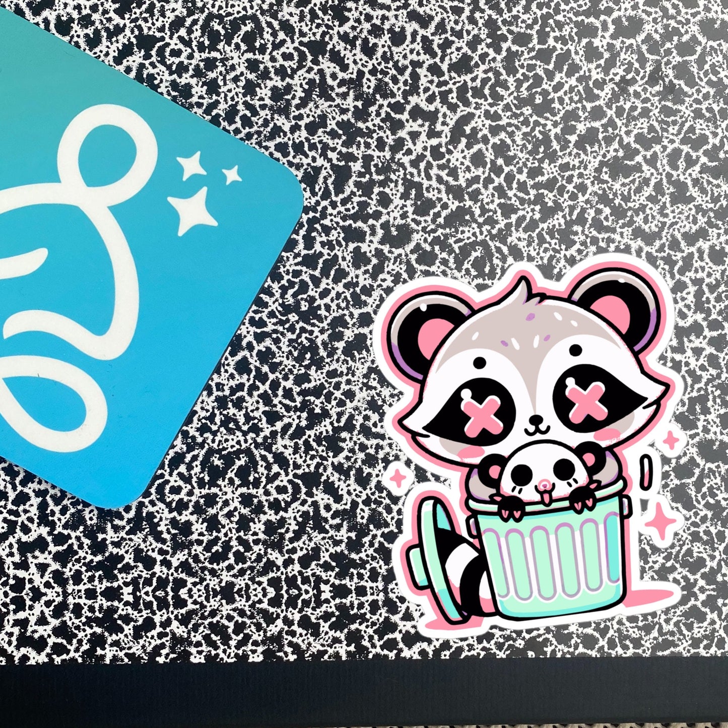 Weirdcore Pastel Goth Grunge Cute Raccoon & Opossum Vinyl Sticker Trash Can Oddcore Waterproof Sticker, Weird Stuff Unique Gift
