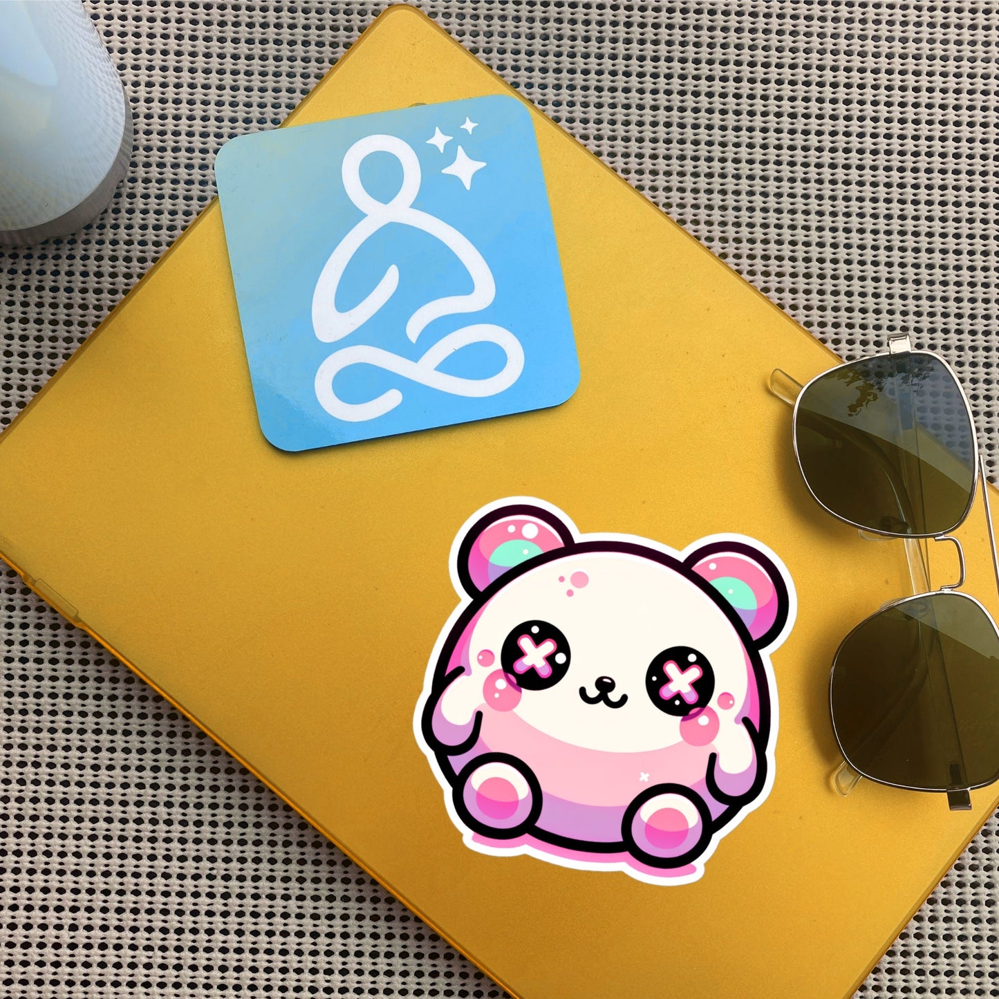Weirdcore Pastel Goth Grunge Cute Chubby Pink Bear Vinyl Sticker Oddcore Animal Waterproof Sticker, Weird Stuff Unique Gift