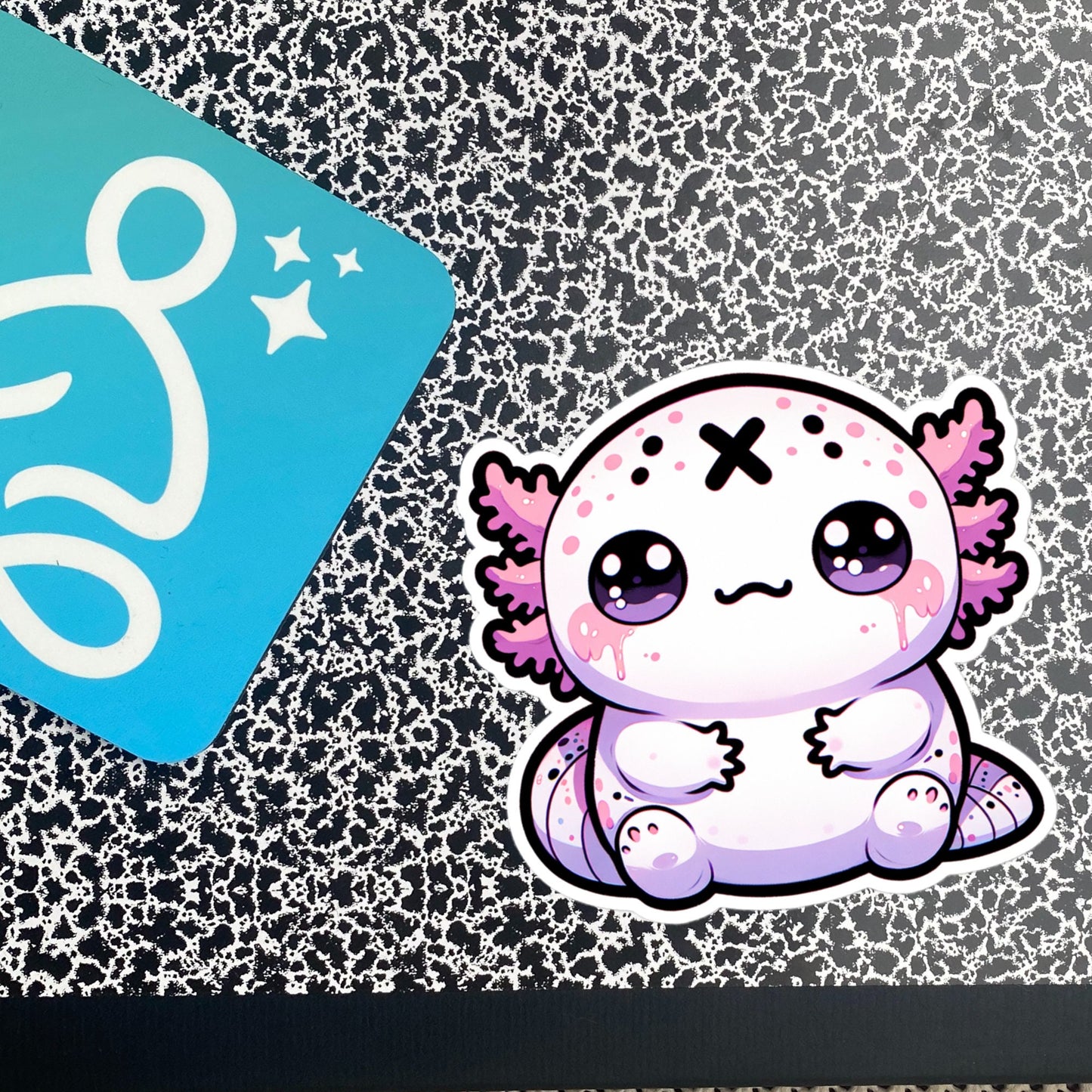 Creepy Cute Clowncore Axolotl Vinyl Sticker Grunge Pastel Goth Animal Sticker Gifts