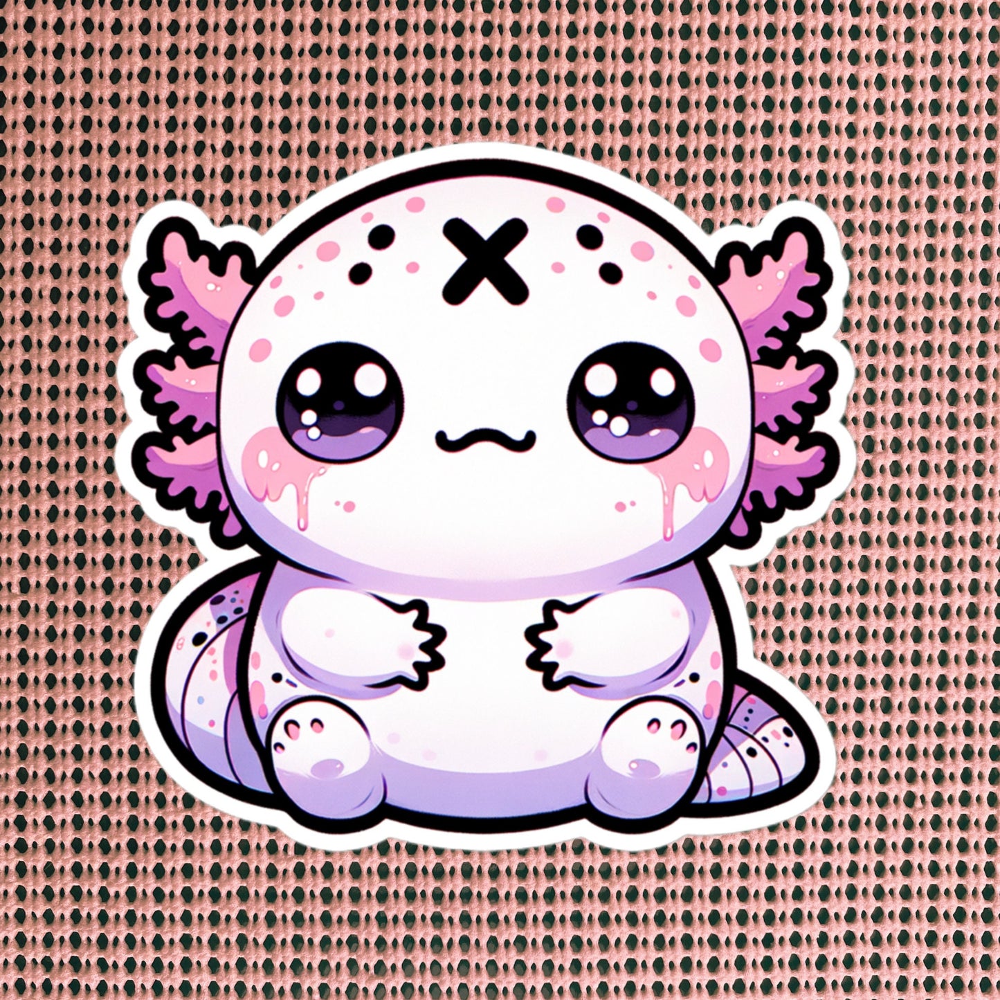 Creepy Cute Clowncore Axolotl Vinyl Sticker Grunge Pastel Goth Animal Sticker Gifts