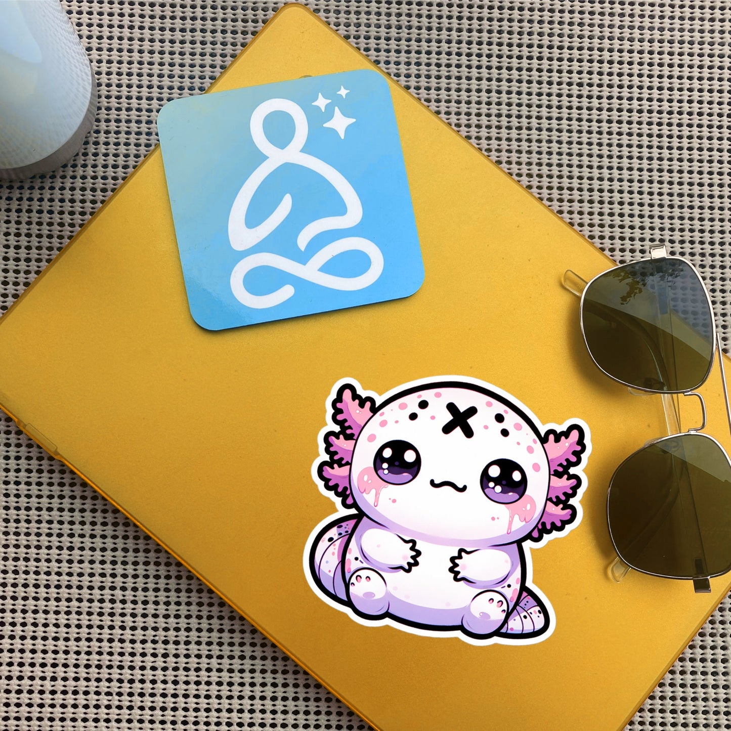 Creepy Cute Clowncore Axolotl Vinyl Sticker Grunge Pastel Goth Animal Sticker Gifts