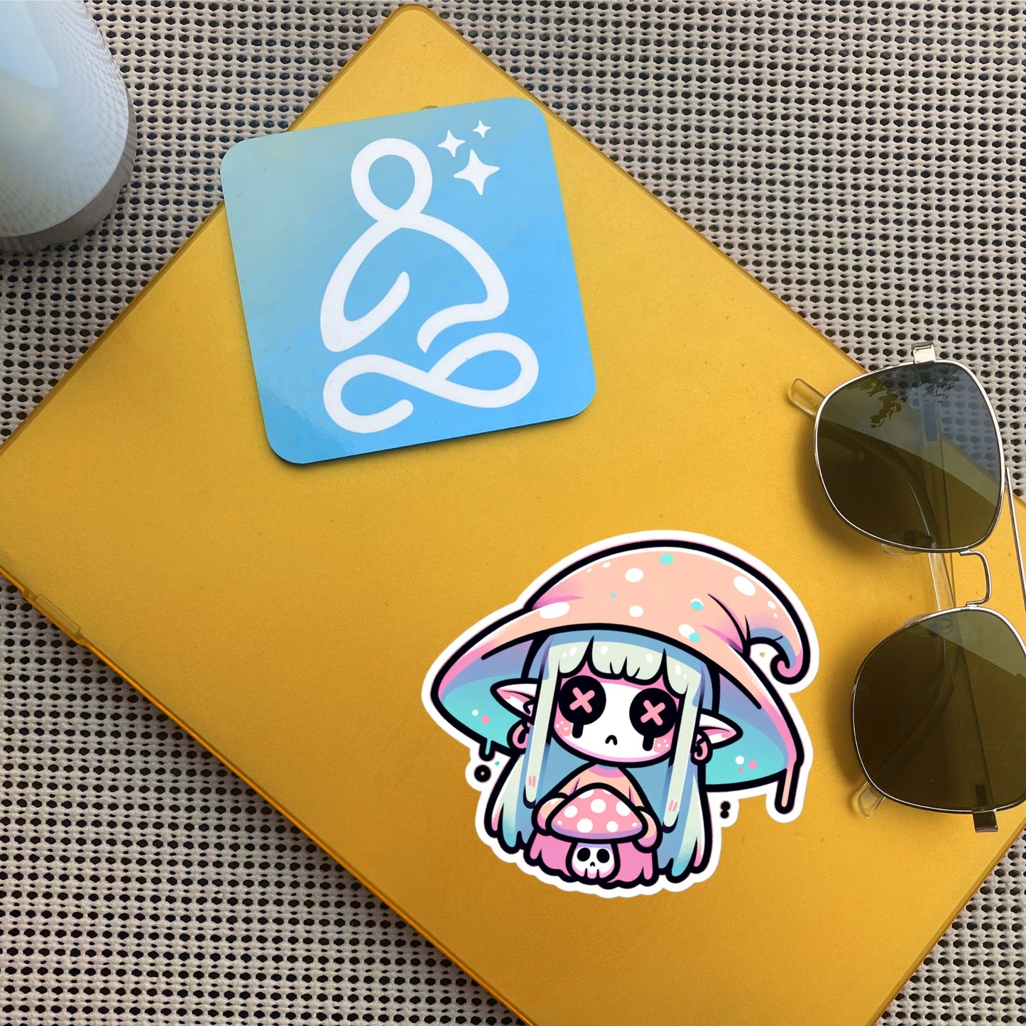Weirdcore Pastel Goth Grunge Cute Sad Elf Mushroom Vinyl Sticker Mushroom Elf Oddcore Waterproof Sticker, Weird Stuff Unique Gift