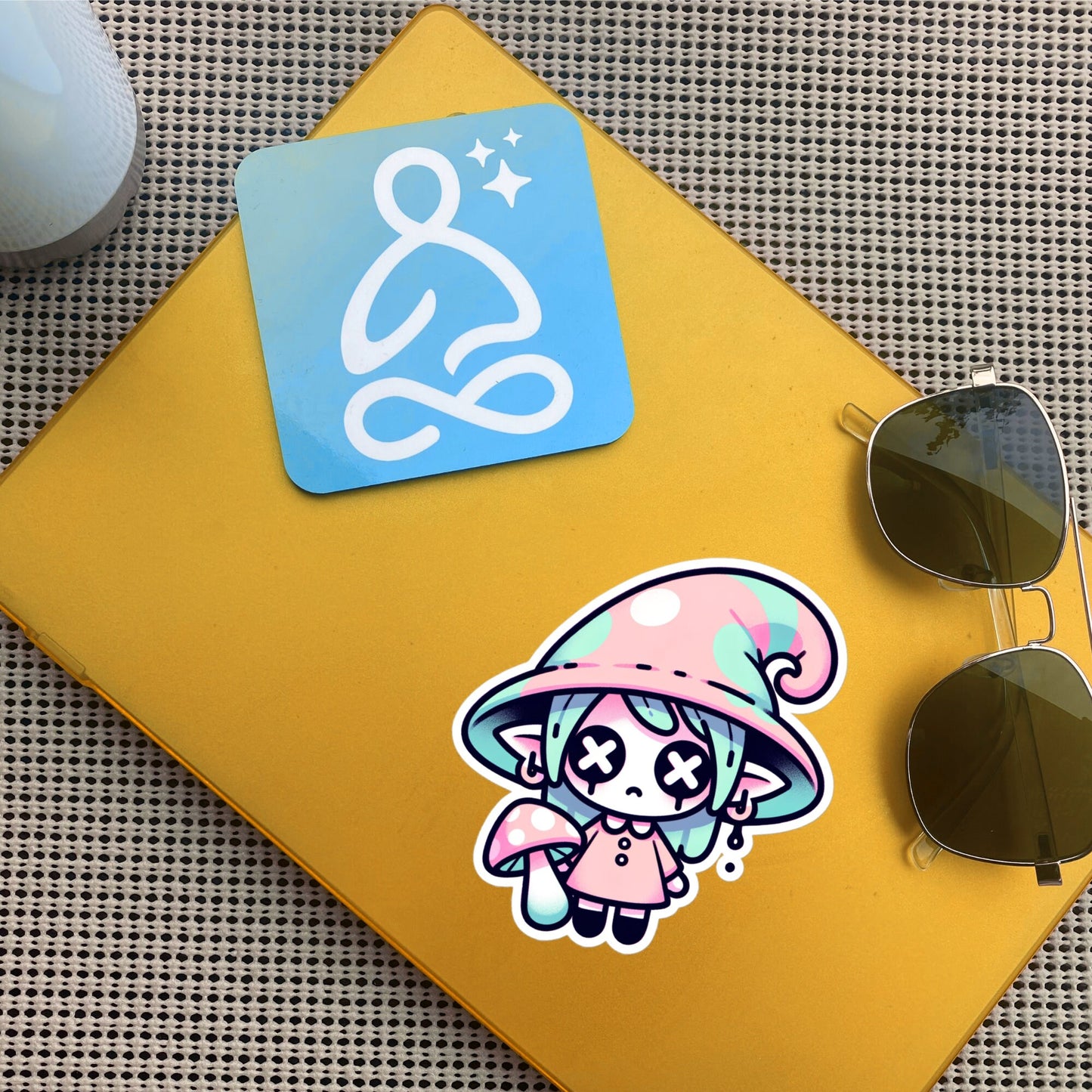 Creepy Cute Gore Clowncore Sad Mushroom Girl Vinyl Sticker Grunge Pastel Goth Sticker Gifts