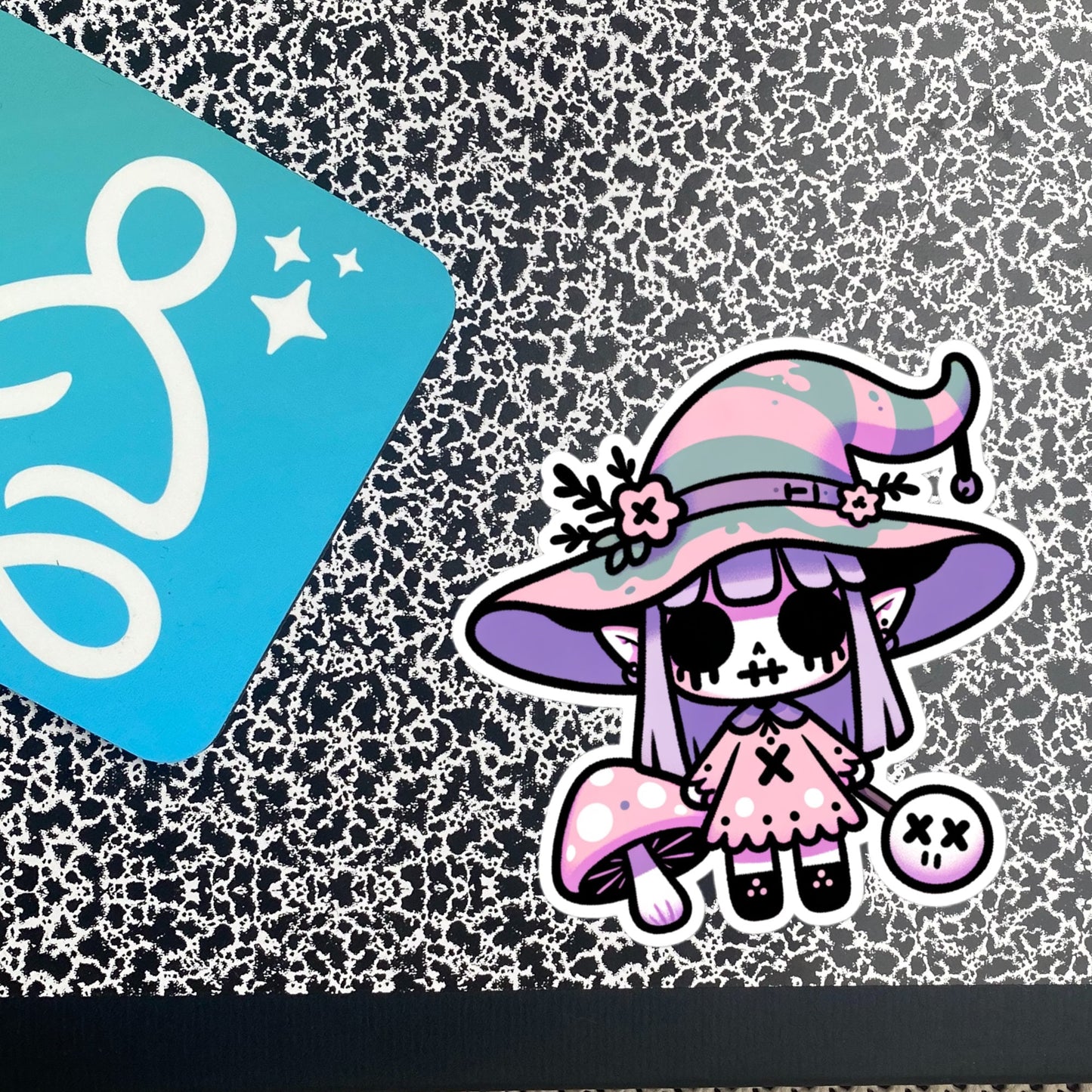 Creepy Cute Gore Weirdcore Mushroom Witch Vinyl Sticker Grunge Pastel Goth Witch Sticker Gift