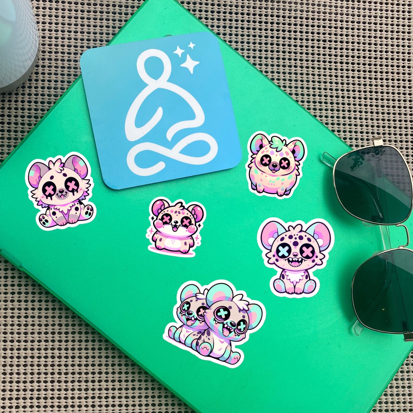 Creepy Cute Gore Clowncore Hyena Sticker Sheet Grunge Pastel Goth Hyena Sticker Pack