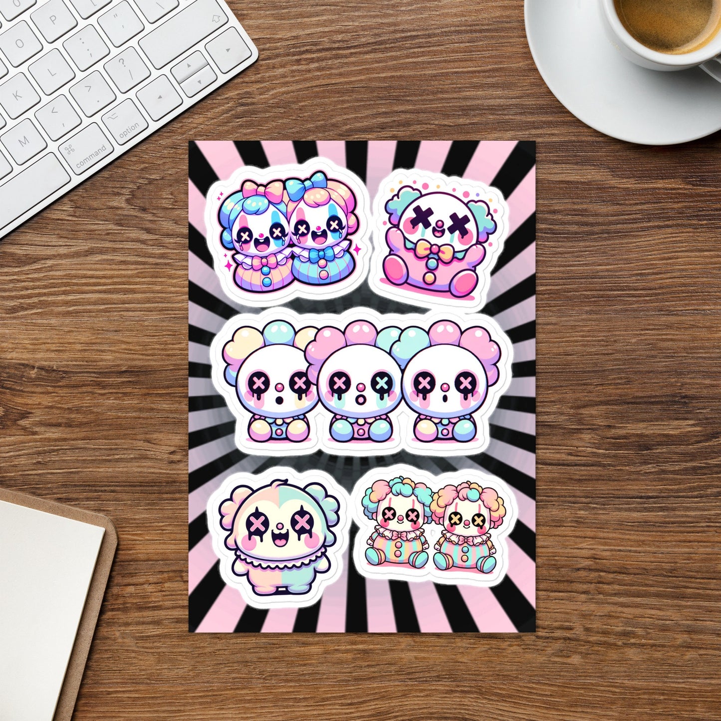 Creepy Cute Gore Clowncore Clowns Sticker Sheet Grunge Pastel Goth Clowns Sticker Pack