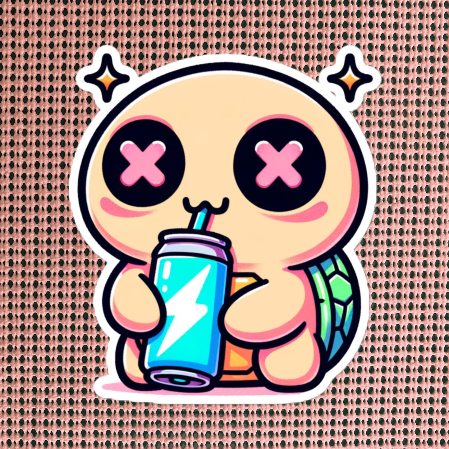 Weirdcore Pastel Goth Grunge Cute Turtle Vinyl Sticker Energy Drink Oddcore Waterproof Sticker, Weird Stuff Unique Gift