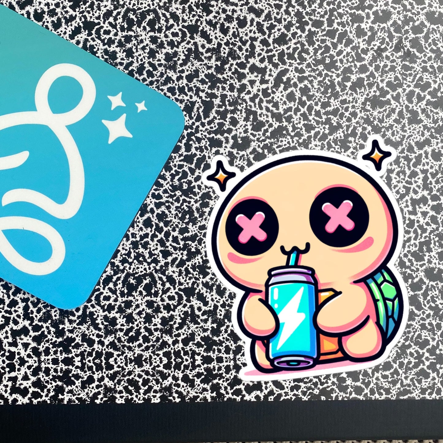 Weirdcore Pastel Goth Grunge Cute Turtle Vinyl Sticker Energy Drink Oddcore Waterproof Sticker, Weird Stuff Unique Gift