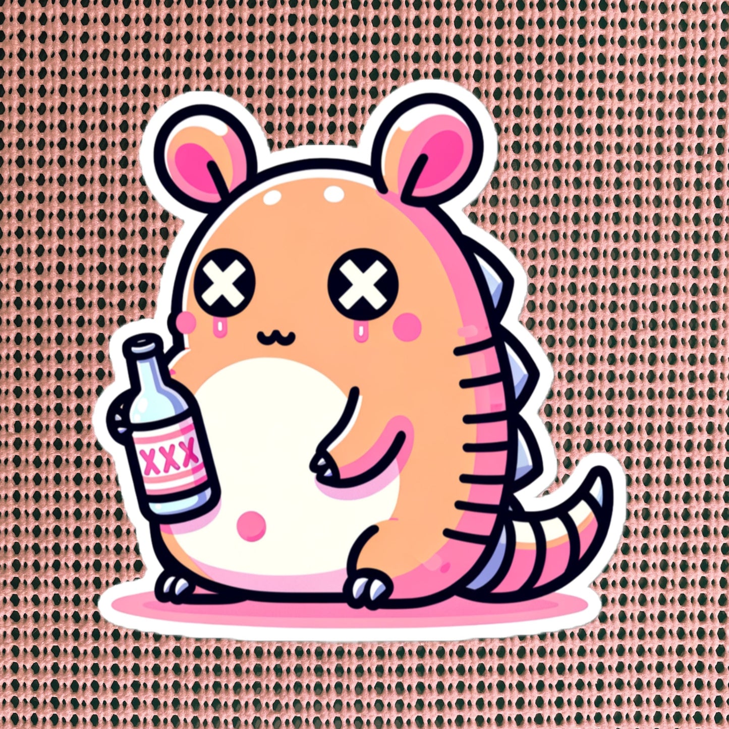 Weirdcore Pastel Goth Grunge Cute Armadillo Vinyl Sticker Tipsy Dillo Oddcore Waterproof Sticker, Weird Stuff Unique Gift