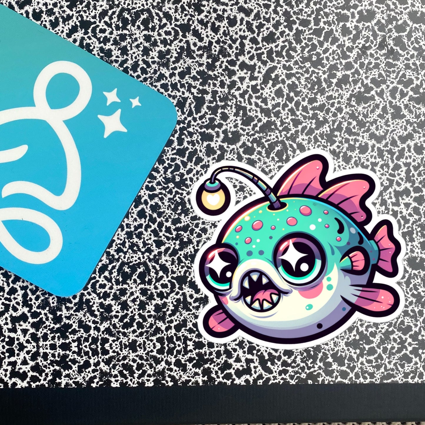 Weirdcore Pastel Goth Grunge Cute Anglerfish Vinyl Sticker Fish Oddcore Waterproof Sticker, Weird Stuff Unique Gift
