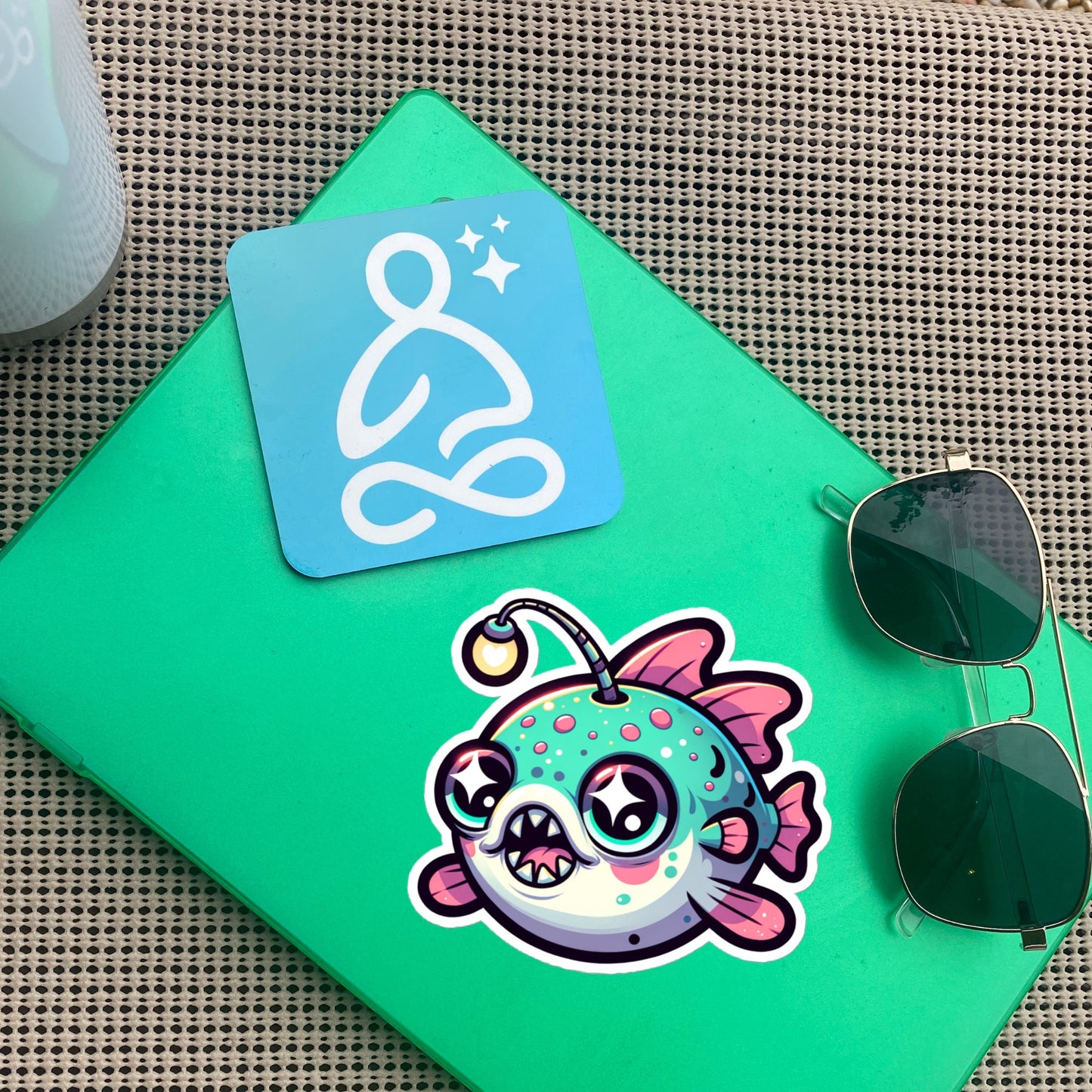 Weirdcore Pastel Goth Grunge Cute Anglerfish Vinyl Sticker Fish Oddcore Waterproof Sticker, Weird Stuff Unique Gift