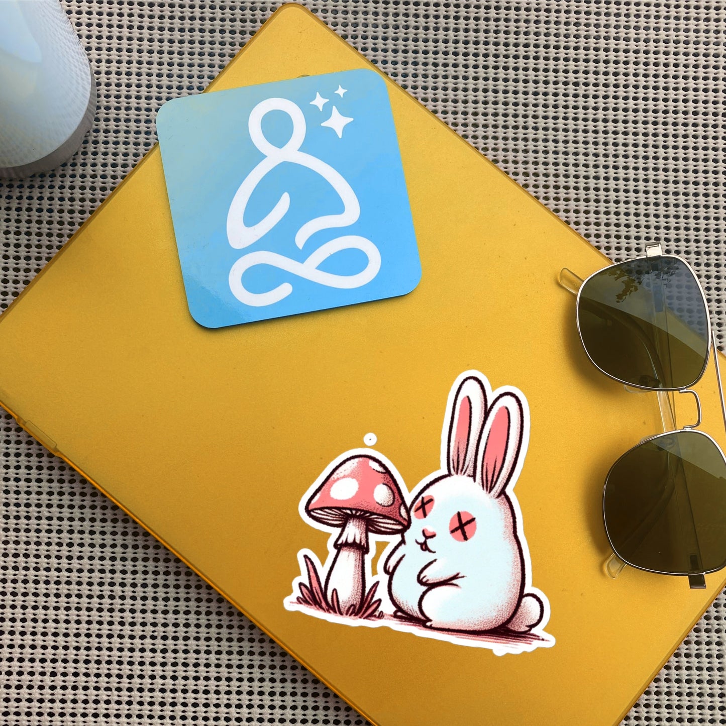 Weirdcore Pastel Goth Grunge Cute Trippy Mushroom Bunny Vinyl Sticker Bunny Mushroom Oddcore Waterproof Sticker, Weird Stuff Unique Gift