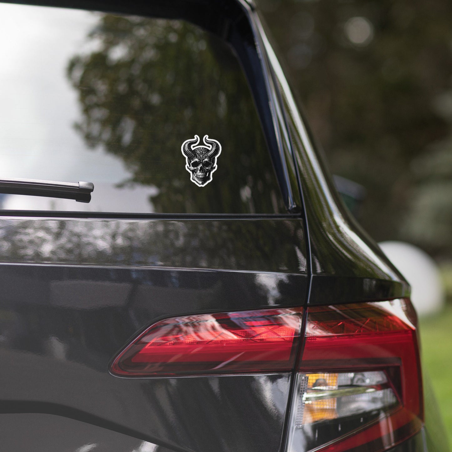 Gothic Dark Aesthetic Horned Skull Sticker Grunge Vinyl Waterproof Sticker for Tumblers, Car Bumpers, Books and Crafts