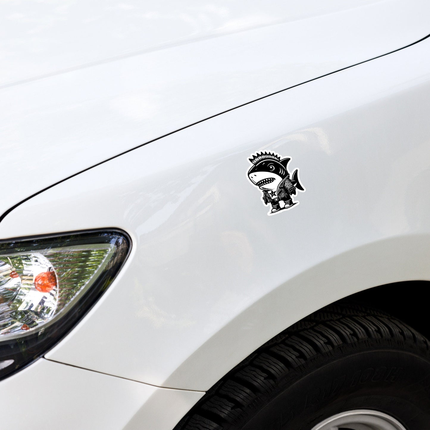 Gothic Grunge Punkrock Cyborg Shark Sticker Vinyl Waterproof Cyberpunk Animal Sticker for Tumblers, Car Bumpers, Books and Crafts