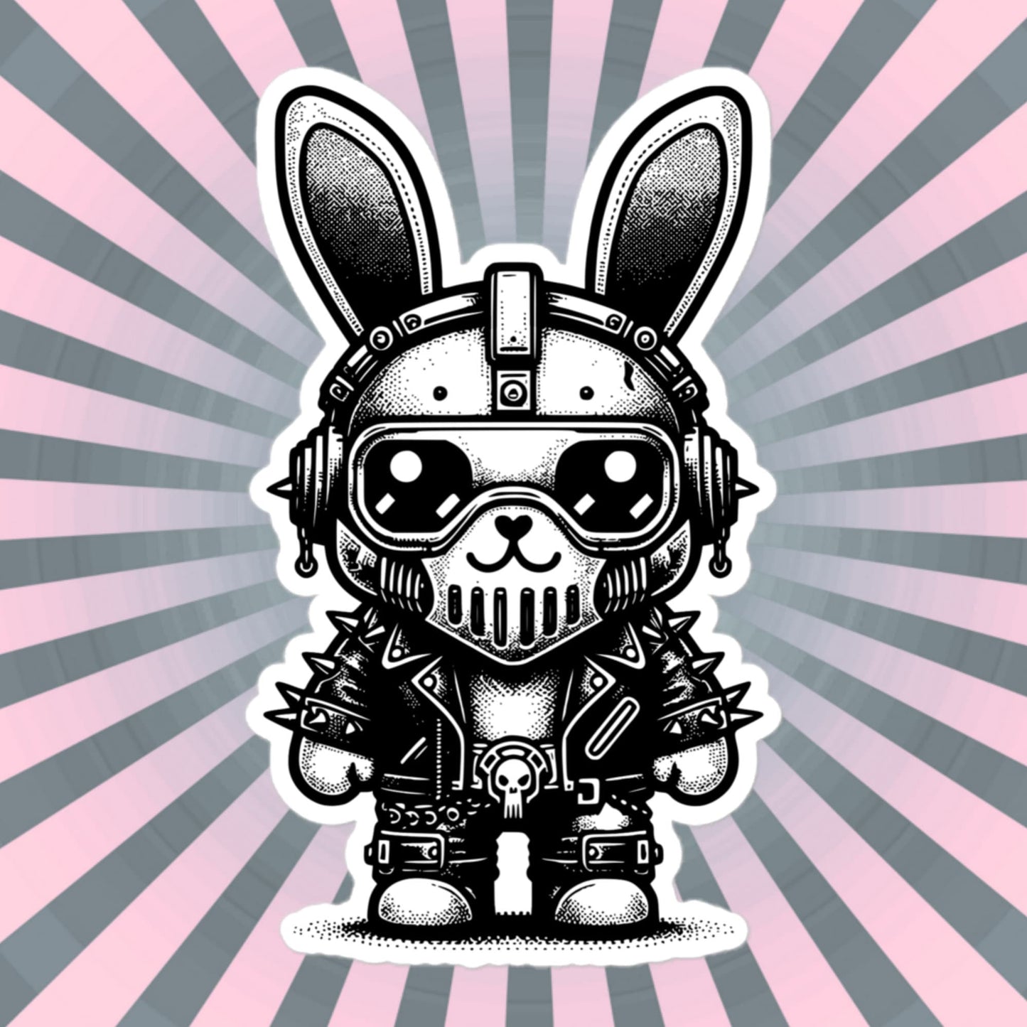 Gothic Grunge Punkrock Cyborg Bunny Rabbit Sticker Vinyl Waterproof Cyberpunk Animal Sticker for Tumblers, Car Bumpers, Books and Crafts