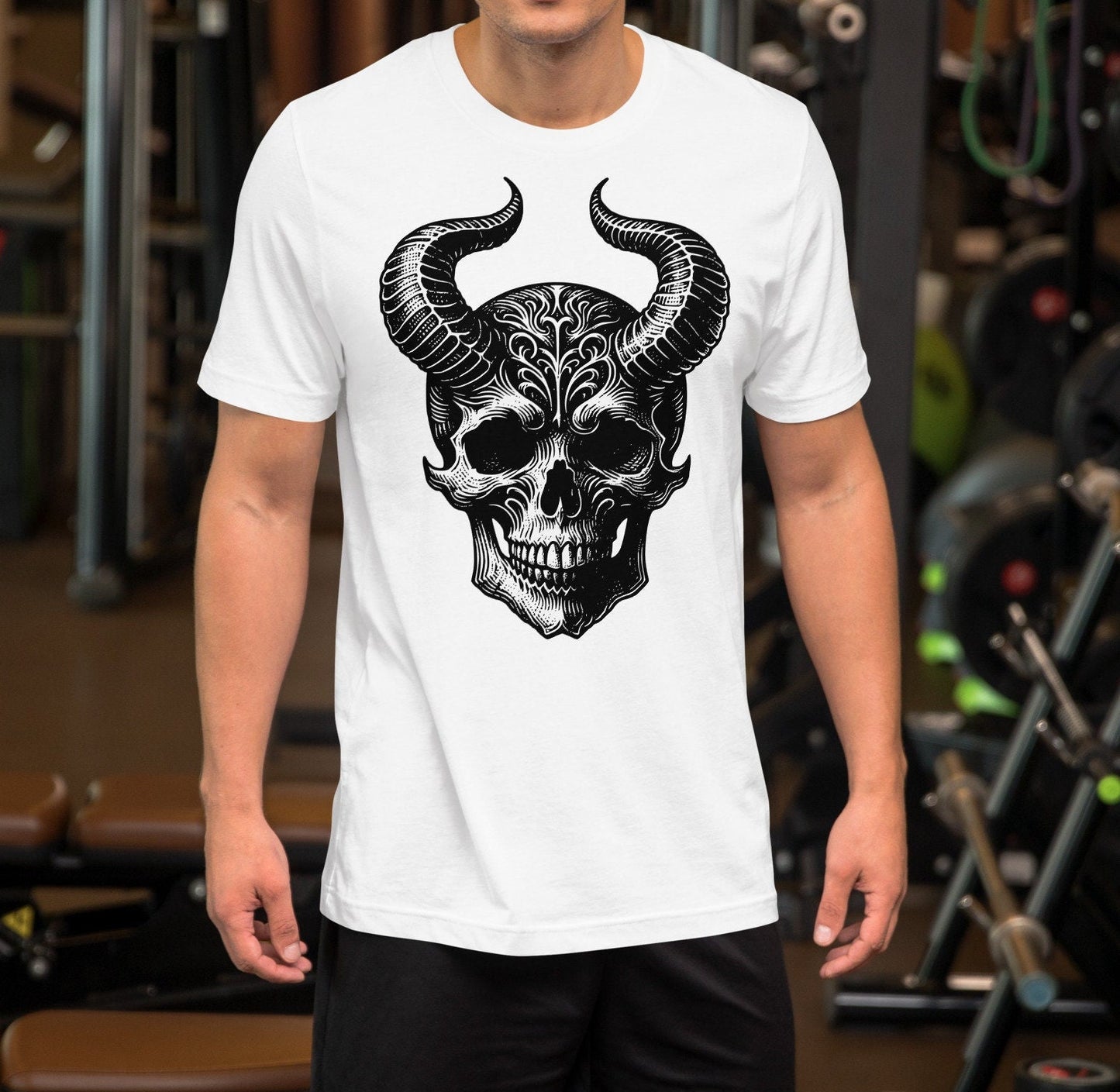 Gothic Grunge Punkrock Horned Skull Shirt Vinyl Waterproof Darkcore T-Shirts for Tumblers, Car Bumpers, Books and Crafts
