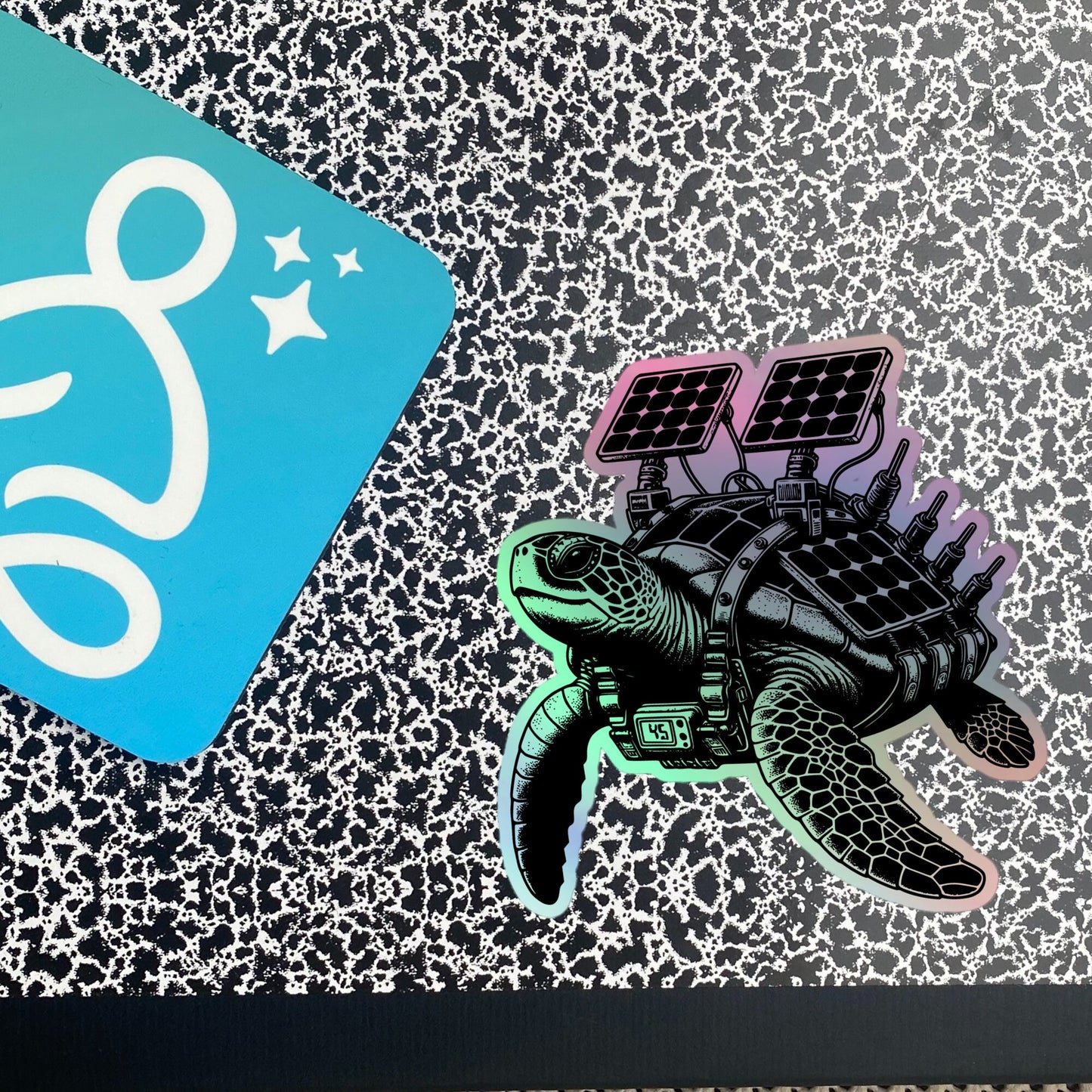 Gothic Grunge Punkrock Solar Powered Sea Turtle Sticker Vinyl Holographic Pastel Goth Warcore Turtle Sticker