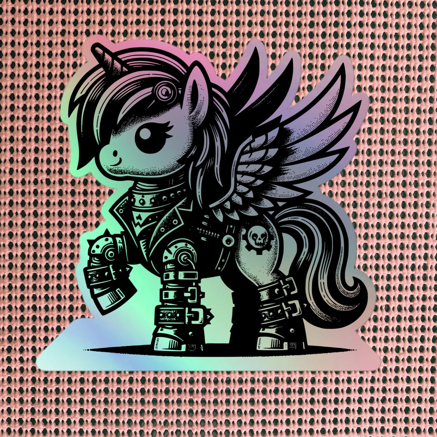 Gothic Grunge Punkrock Cyborg Unicorn Sticker Vinyl Holographic Pastel Goth Warcore Sticker for Phone Cases, Laptops, Books and Crafts