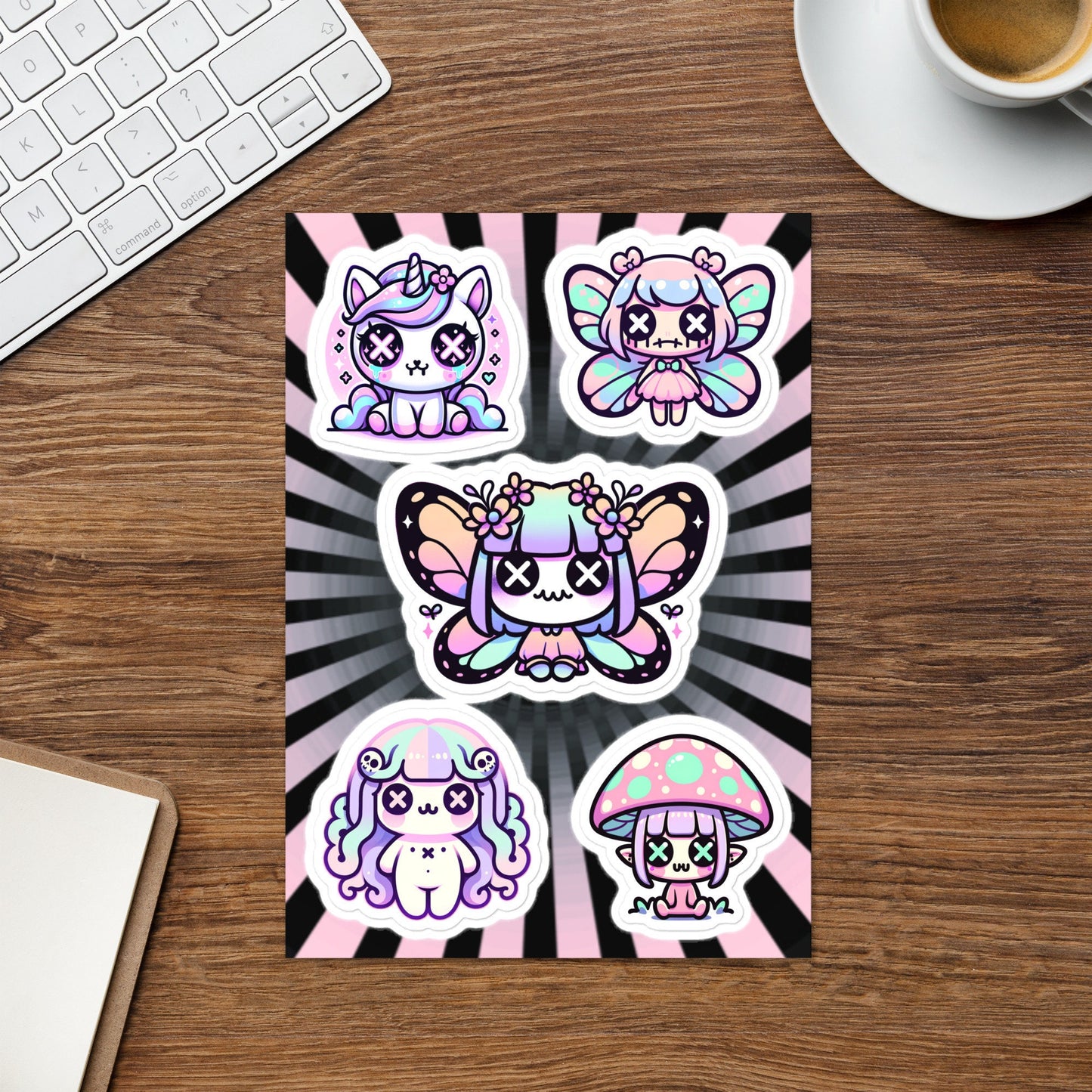 Creepy Cute Gore Mythical Faery Characters Sticker Sheet Grunge Pastel Goth Unicorn Mushroom Elf Fairy Medusa Sticker Pack