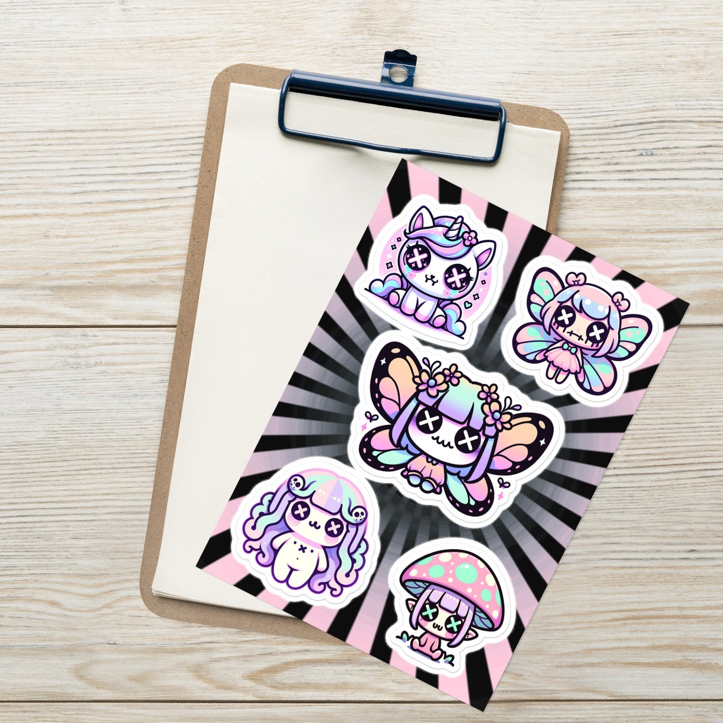 Creepy Cute Gore Mythical Faery Characters Sticker Sheet Grunge Pastel Goth Unicorn Mushroom Elf Fairy Medusa Sticker Pack