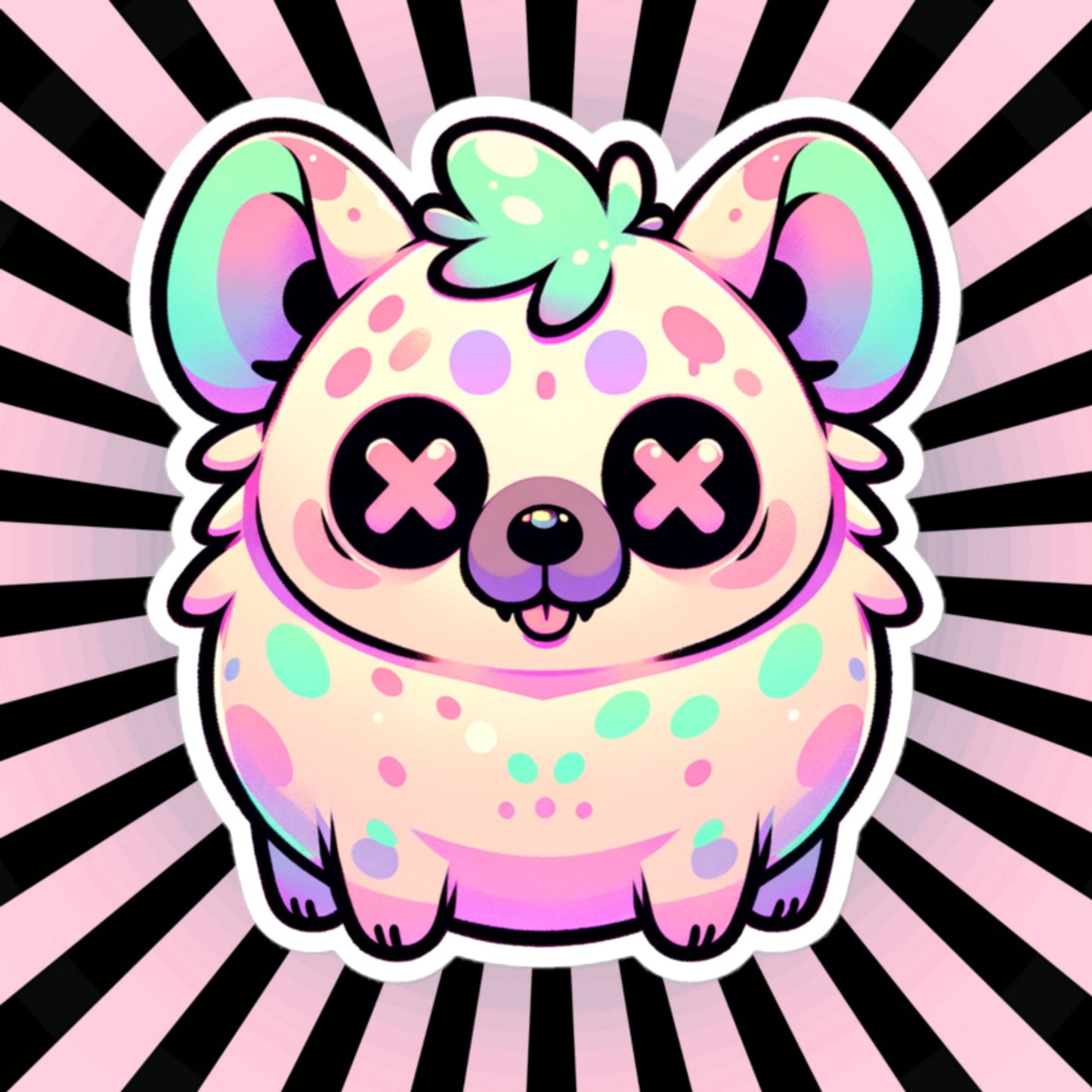 Creepy Cute Gore Clowncore Chunky Hyena Sticker Weirdcore Grunge Pastel Goth Hyena Vinyl Waterproof Sticker