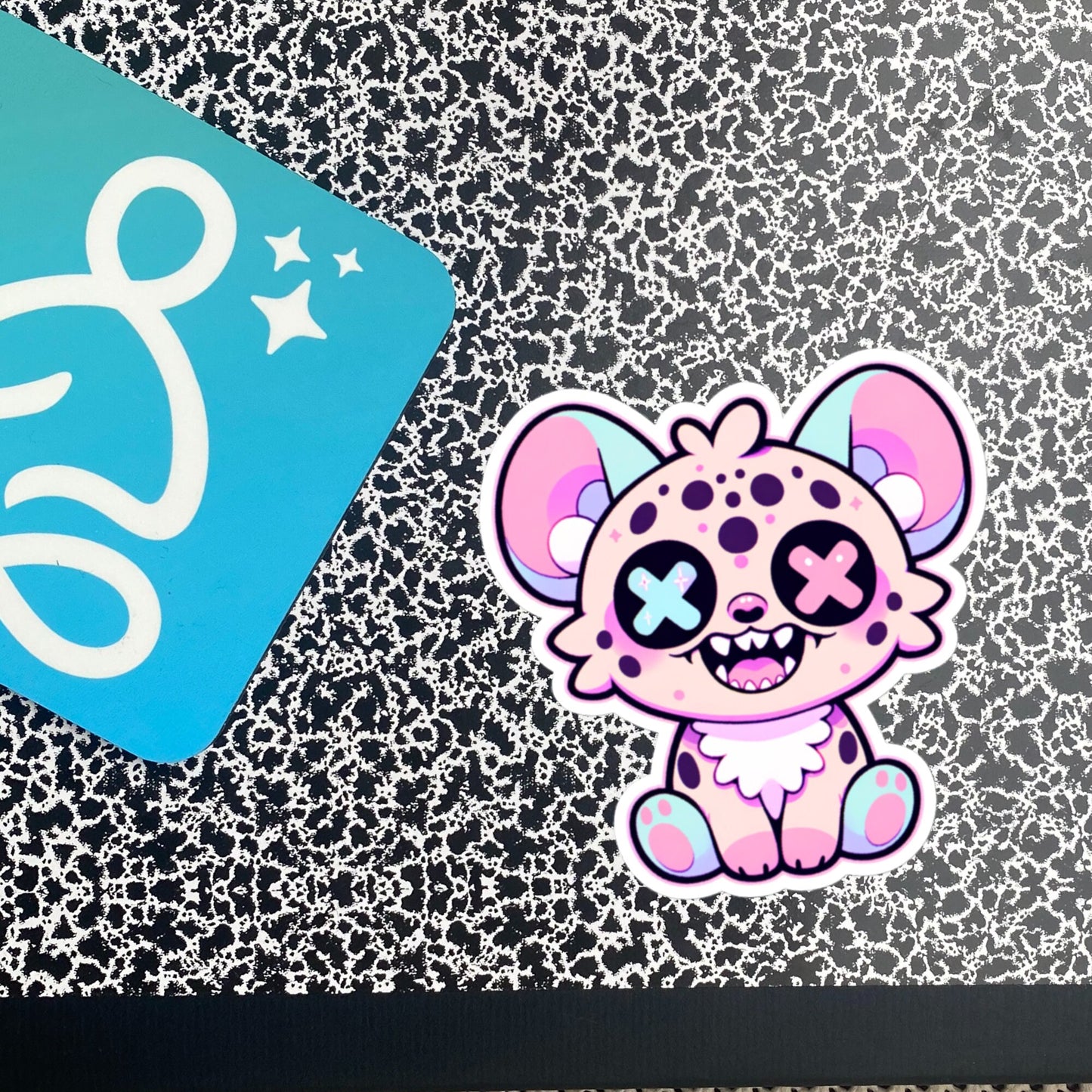 Creepy Cute Gore Clowncore Laughing Hyena Sticker Weirdcore Grunge Pastel Goth Hyena Vinyl Waterproof Sticker