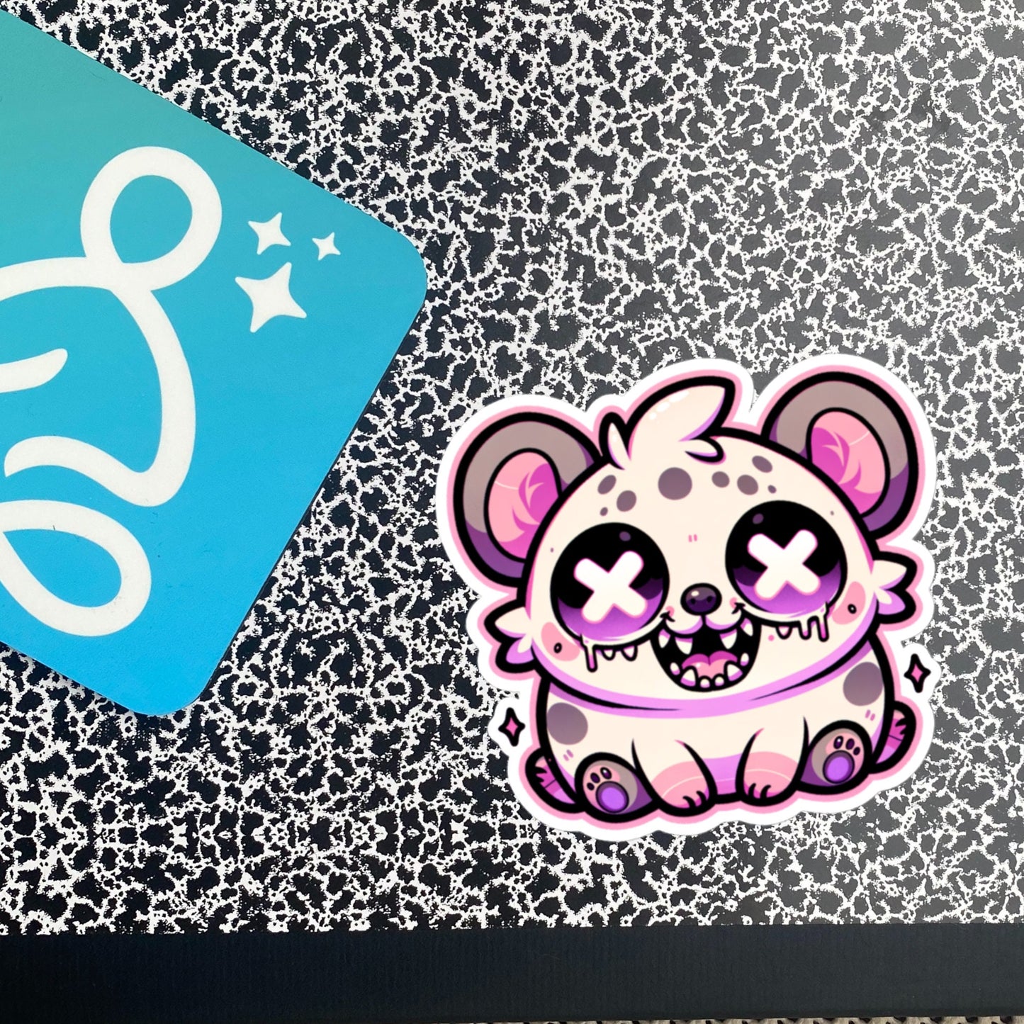 Creepy Cute Gore Clowncore Crazy Hyena Sticker Weirdcore Grunge Pastel Goth Hyena Vinyl Waterproof Sticker