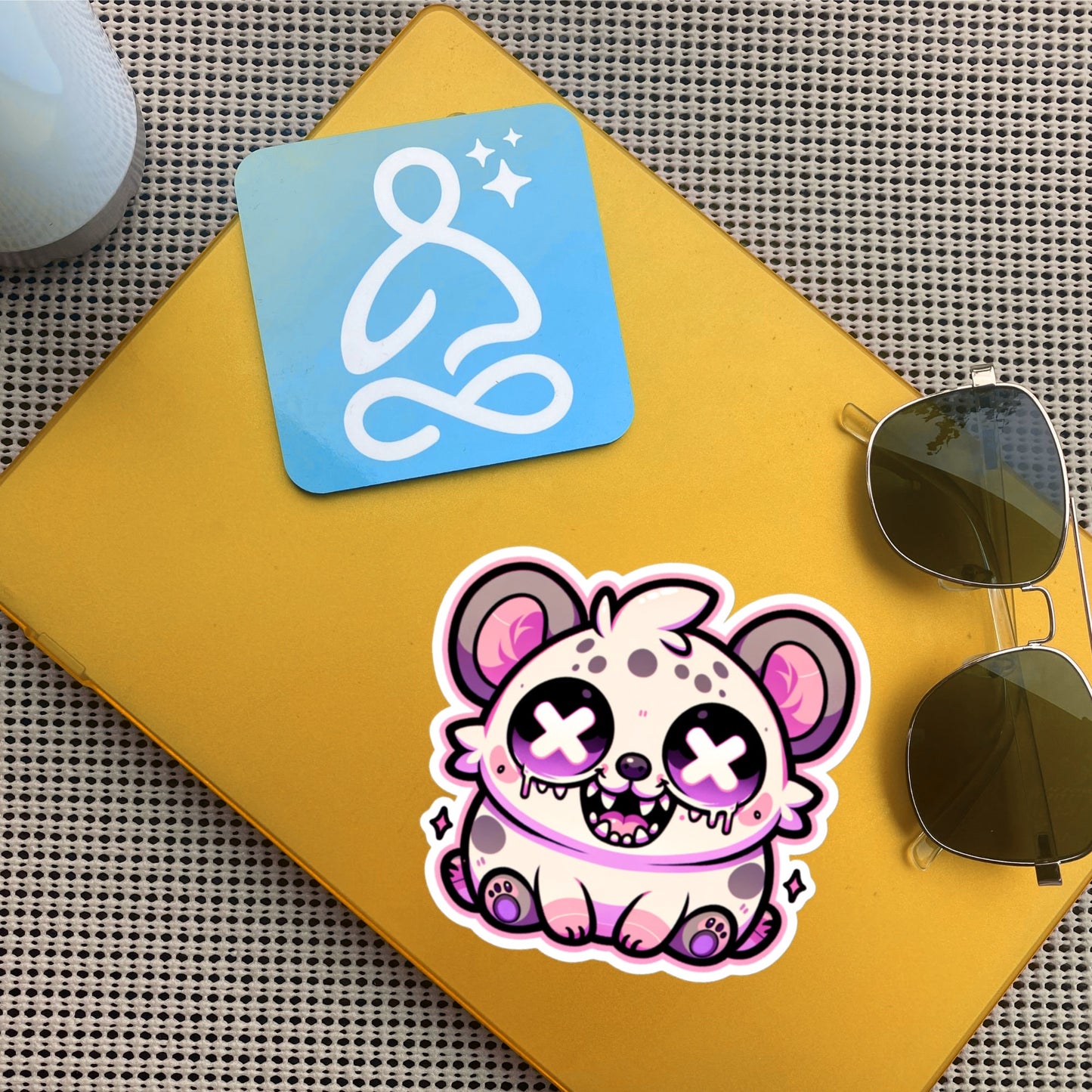Creepy Cute Gore Clowncore Crazy Hyena Sticker Weirdcore Grunge Pastel Goth Hyena Vinyl Waterproof Sticker