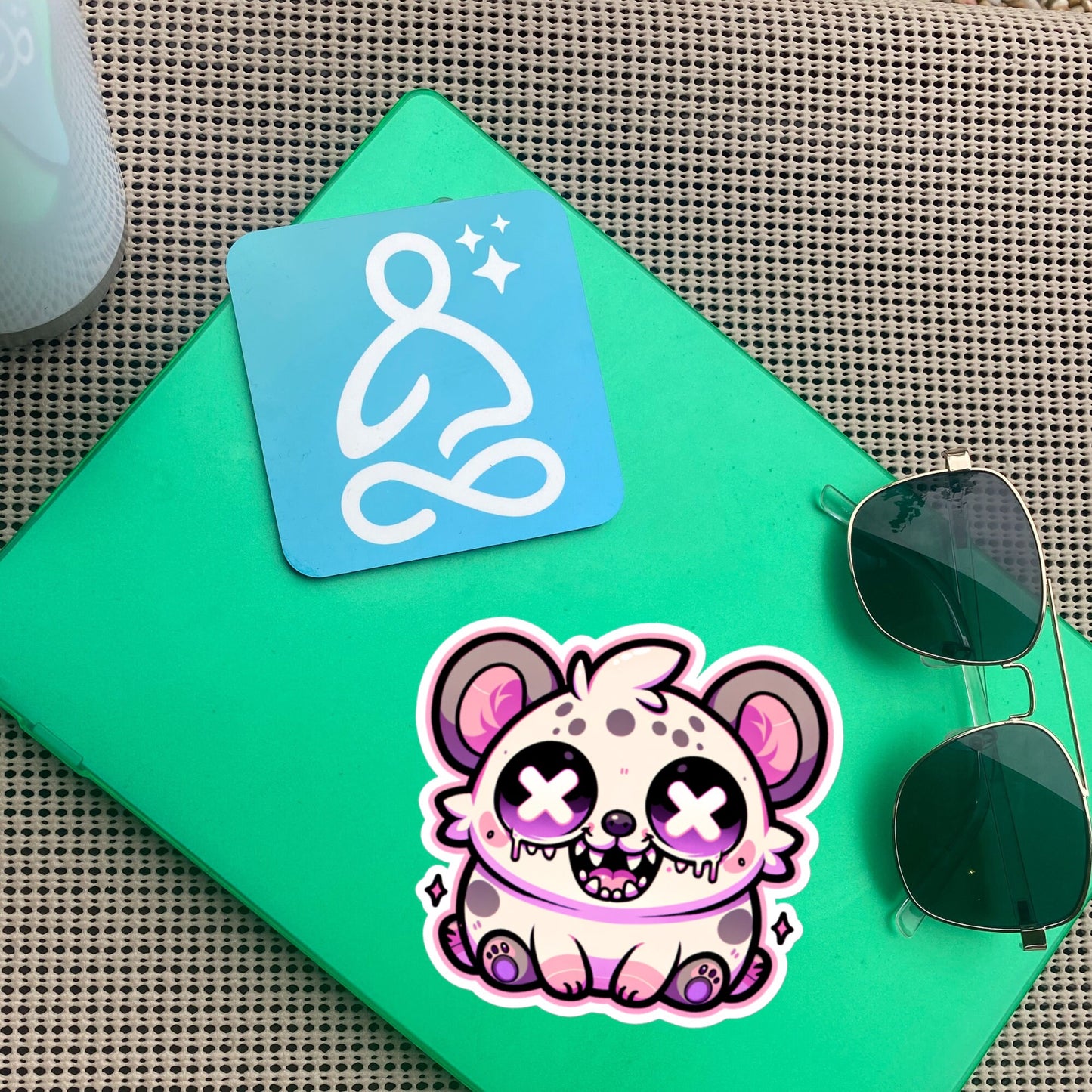 Creepy Cute Gore Clowncore Crazy Hyena Sticker Weirdcore Grunge Pastel Goth Hyena Vinyl Waterproof Sticker
