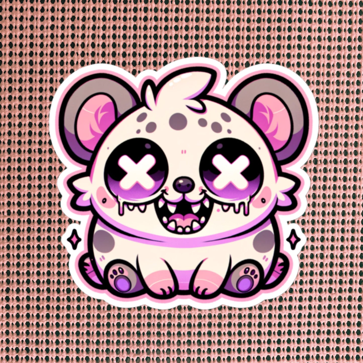 Creepy Cute Gore Clowncore Crazy Hyena Sticker Weirdcore Grunge Pastel Goth Hyena Vinyl Waterproof Sticker
