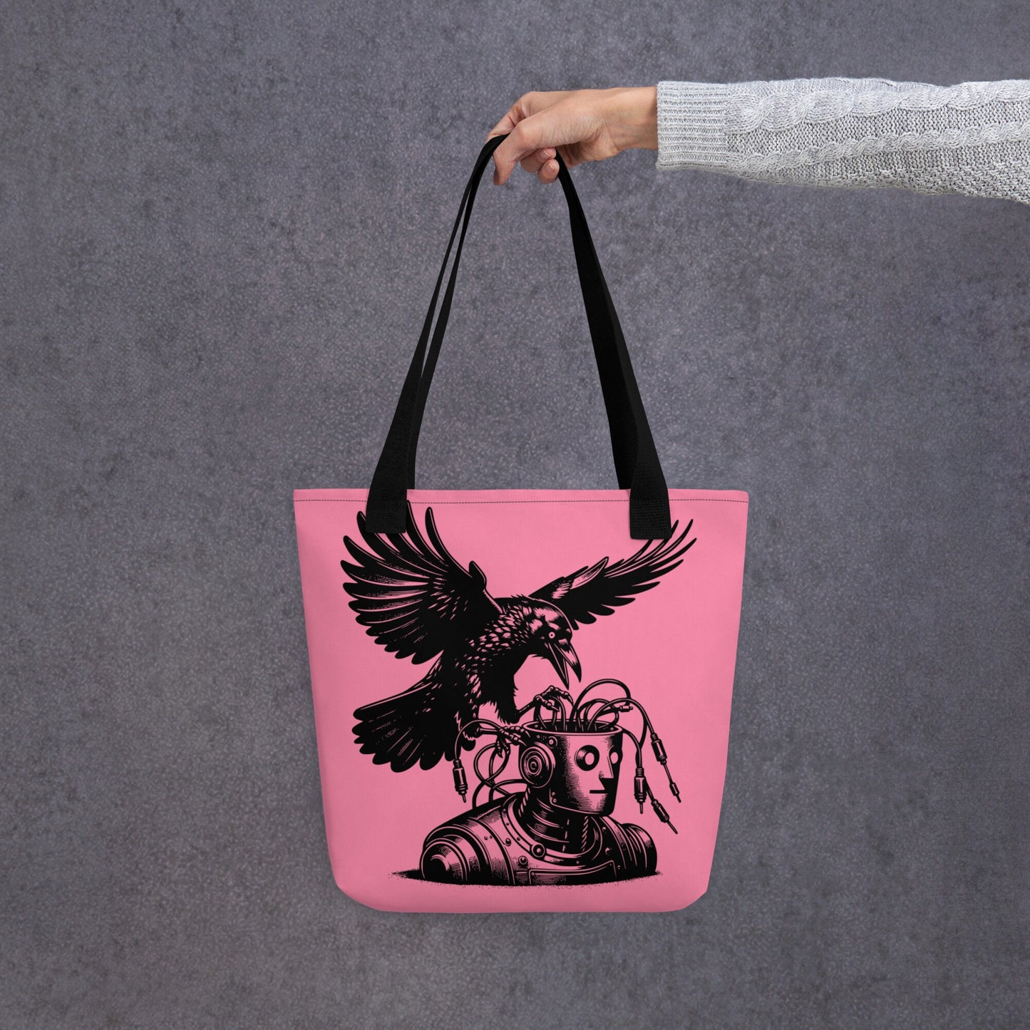 PINK Pastel Goth Grunge Punk Raven Rewire Robot Tote Bag Animal vs Tech Gothic DreamSage Tote Bag